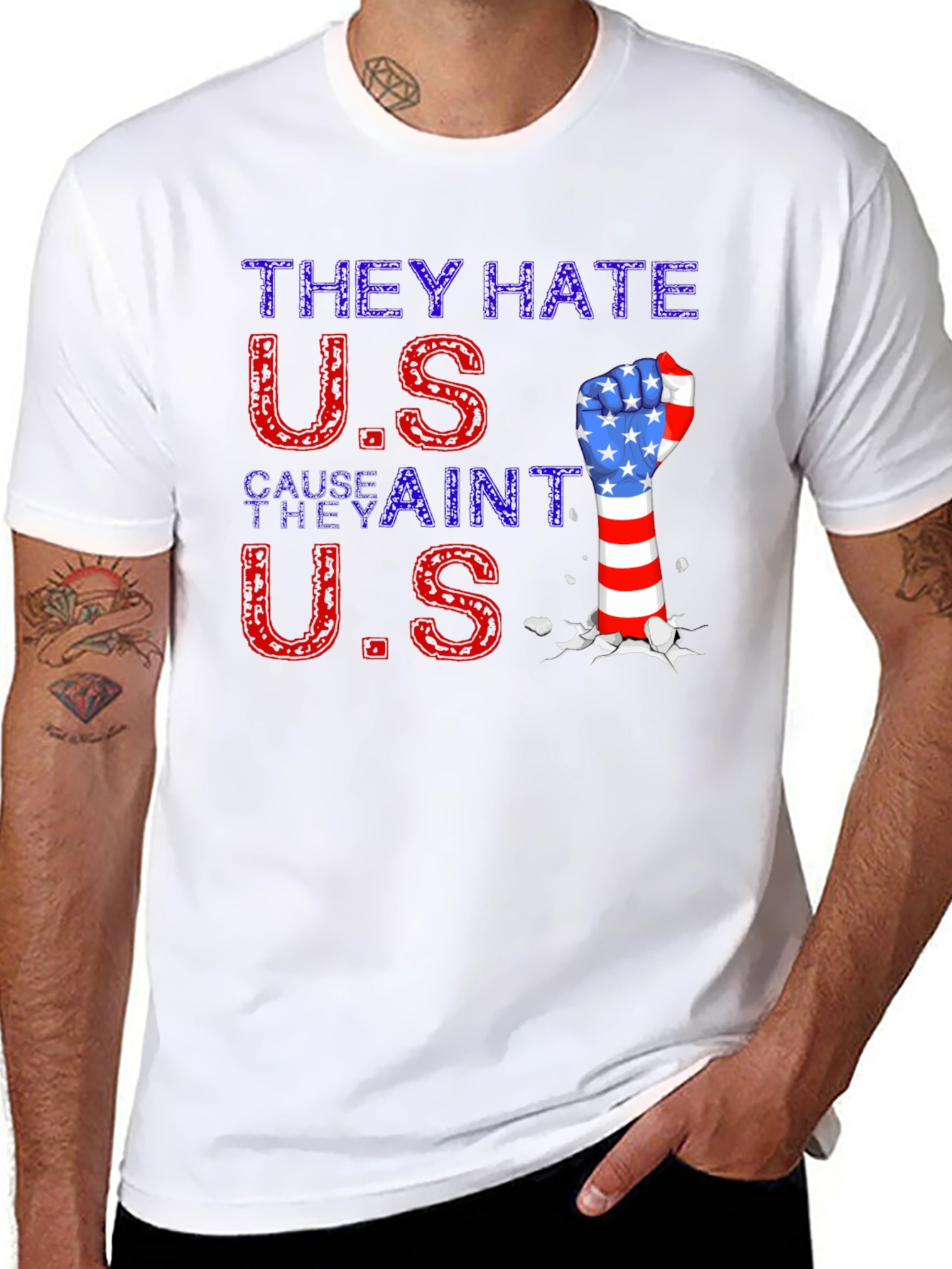 Patriotic Fist T-Shirt - They Hate U.S.