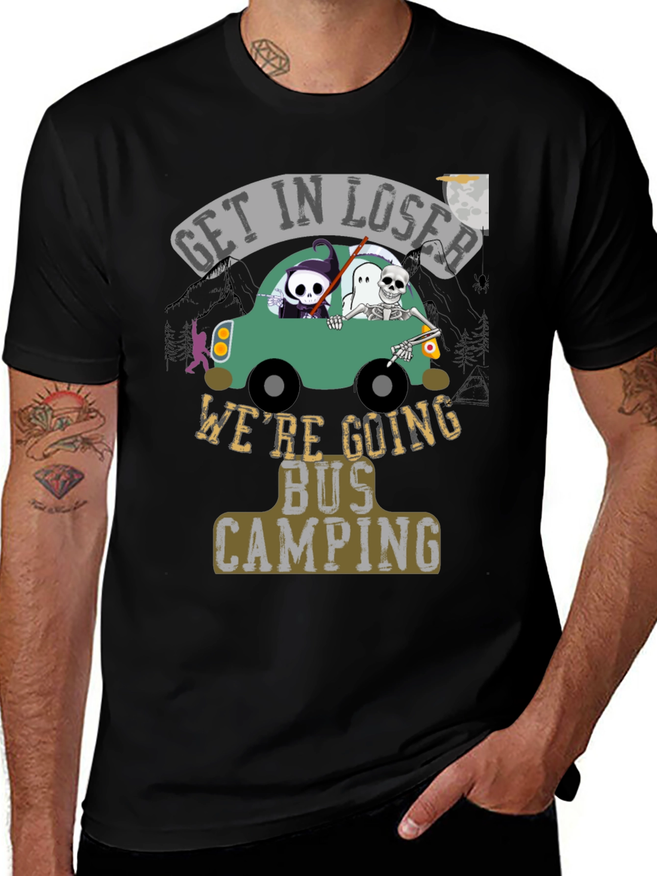 Get In Loser Were Going Bus Camping Graphic T-Shirt