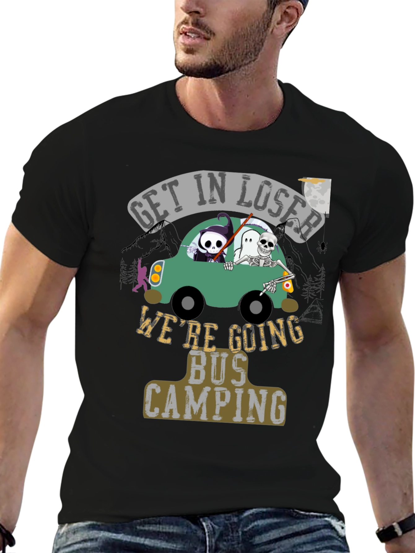 Get In Loser Were Going Bus Camping Graphic T-Shirt