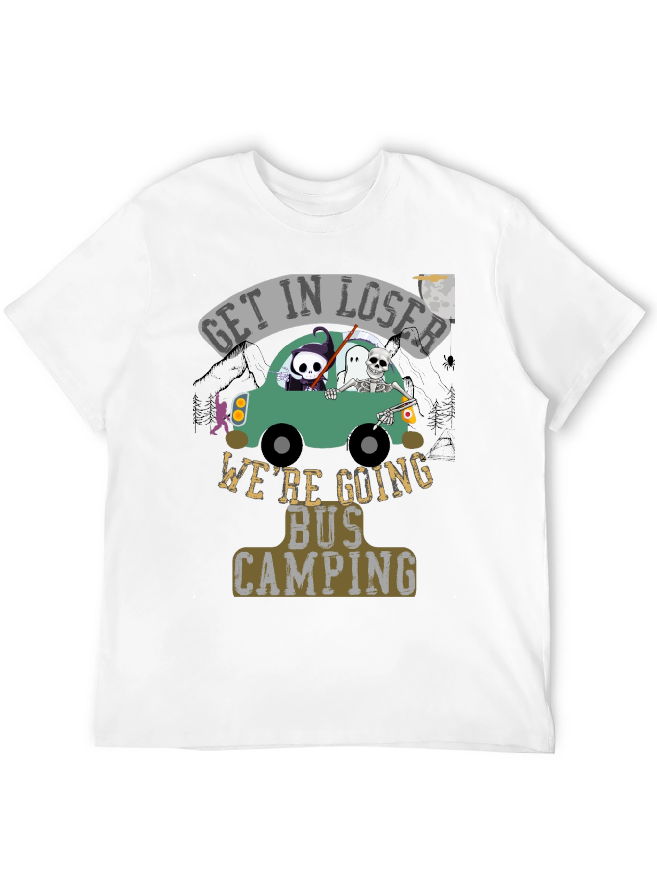 Get In Loser Were Going Bus Camping Graphic T-Shirt