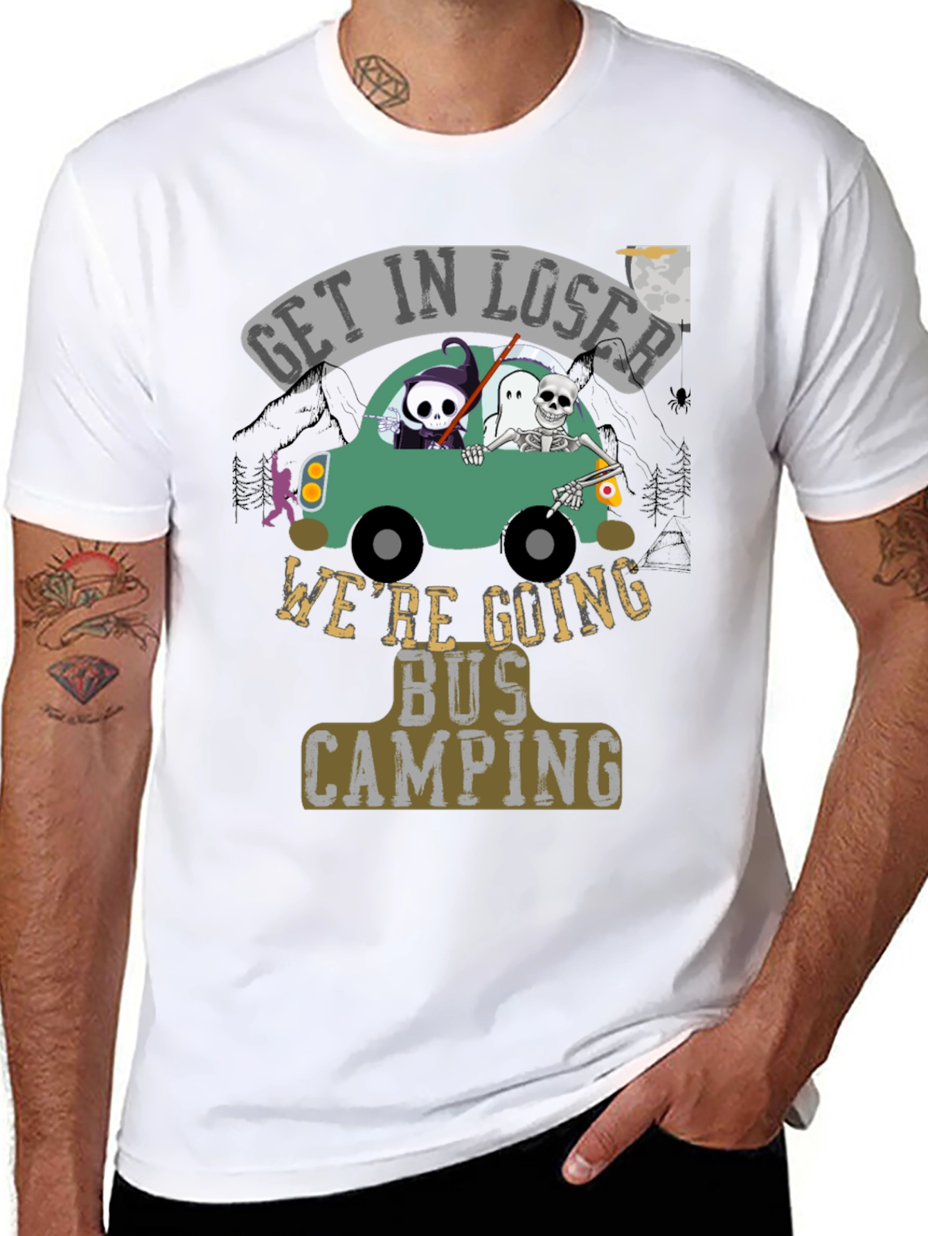 Get In Loser Were Going Bus Camping Graphic T-Shirt