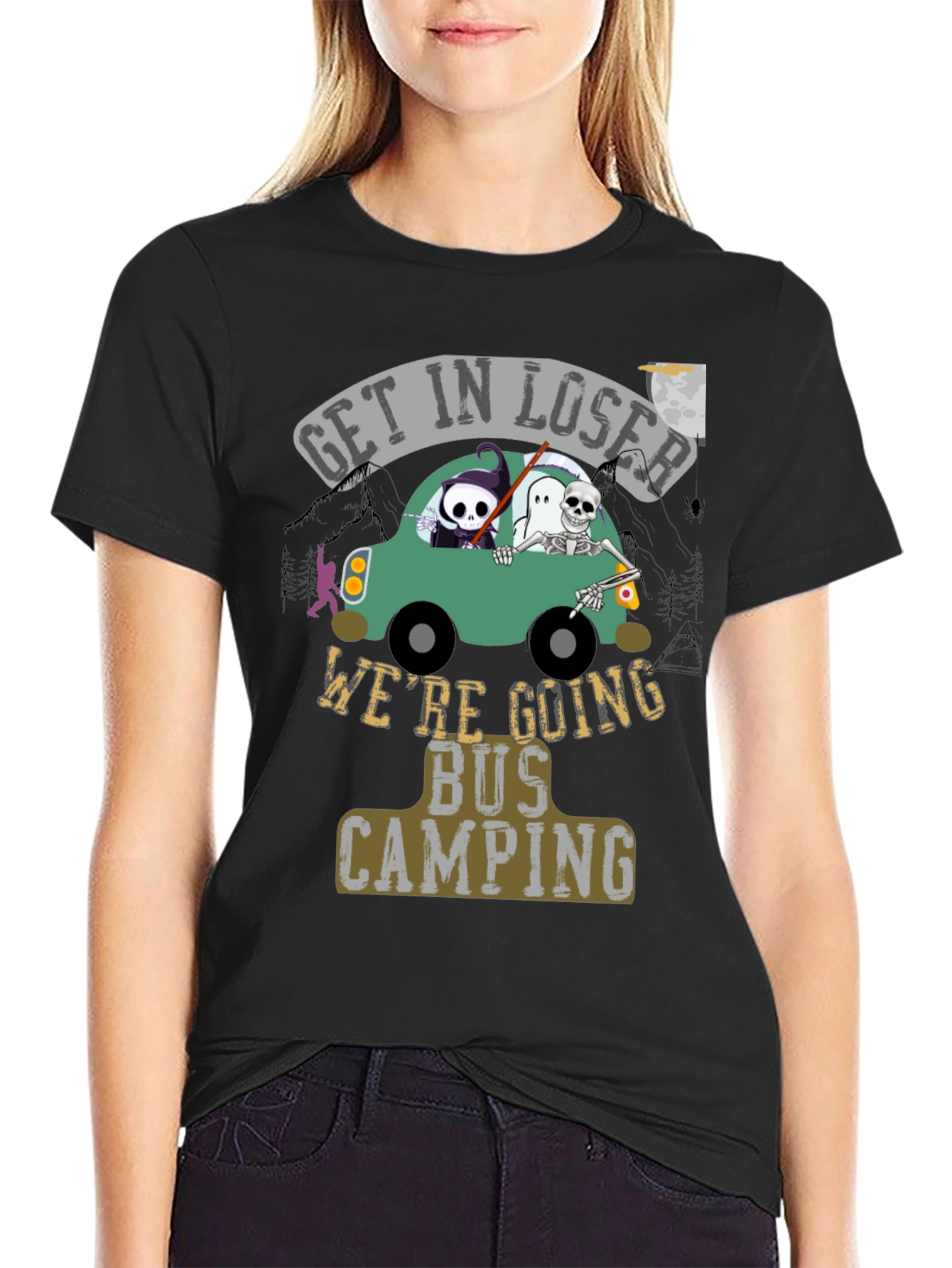 Get In Loser Were Going Bus Camping Graphic T-Shirt