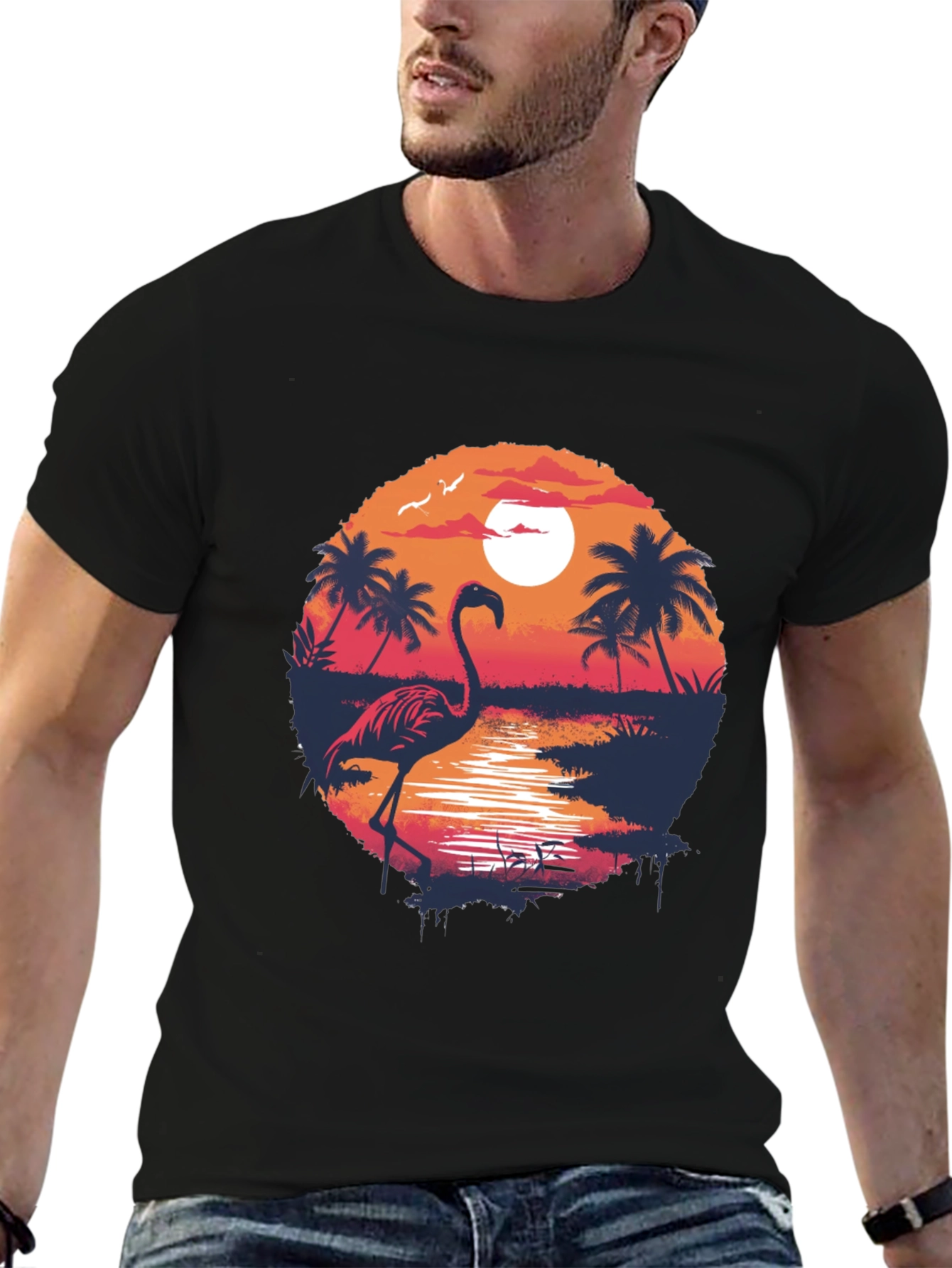 Tropical Flamingo Sunset T-Shirt