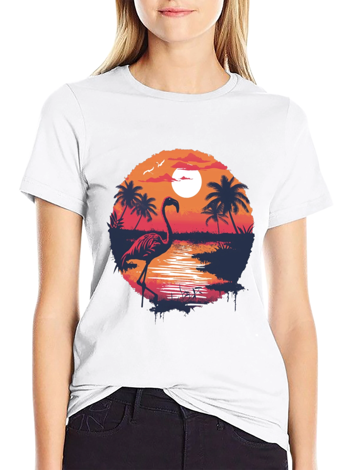 Tropical Flamingo Sunset T-Shirt