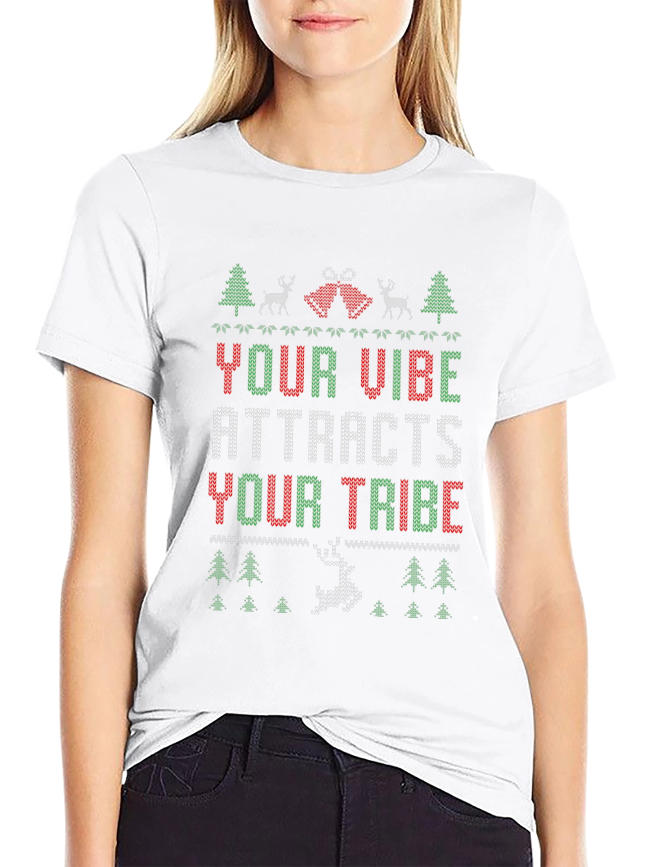 Ugly Christmas Sweater Vibe Attracts Tribe Tee