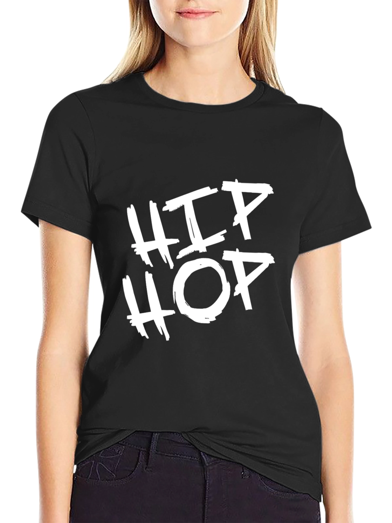Black Hip Hop Graphic Tee - Casual Style
