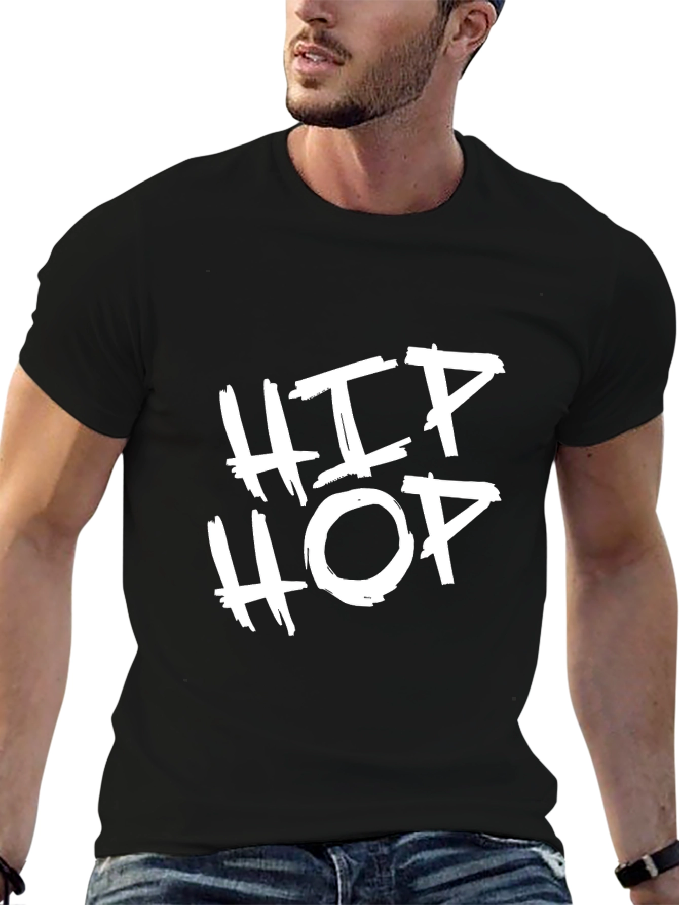 Black Hip Hop Graphic Tee - Casual Style