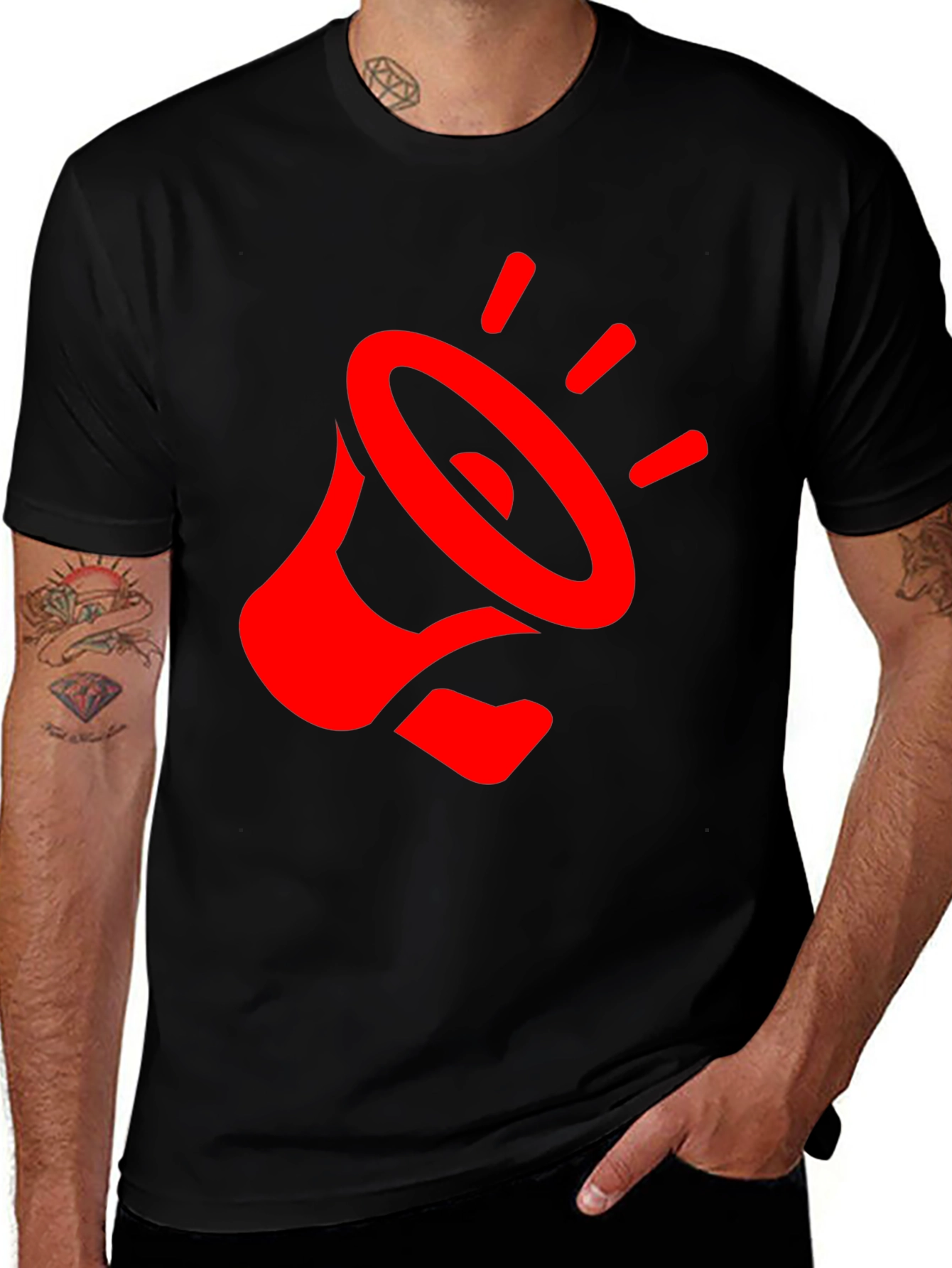 Red Megaphone Graphic Black T-Shirt