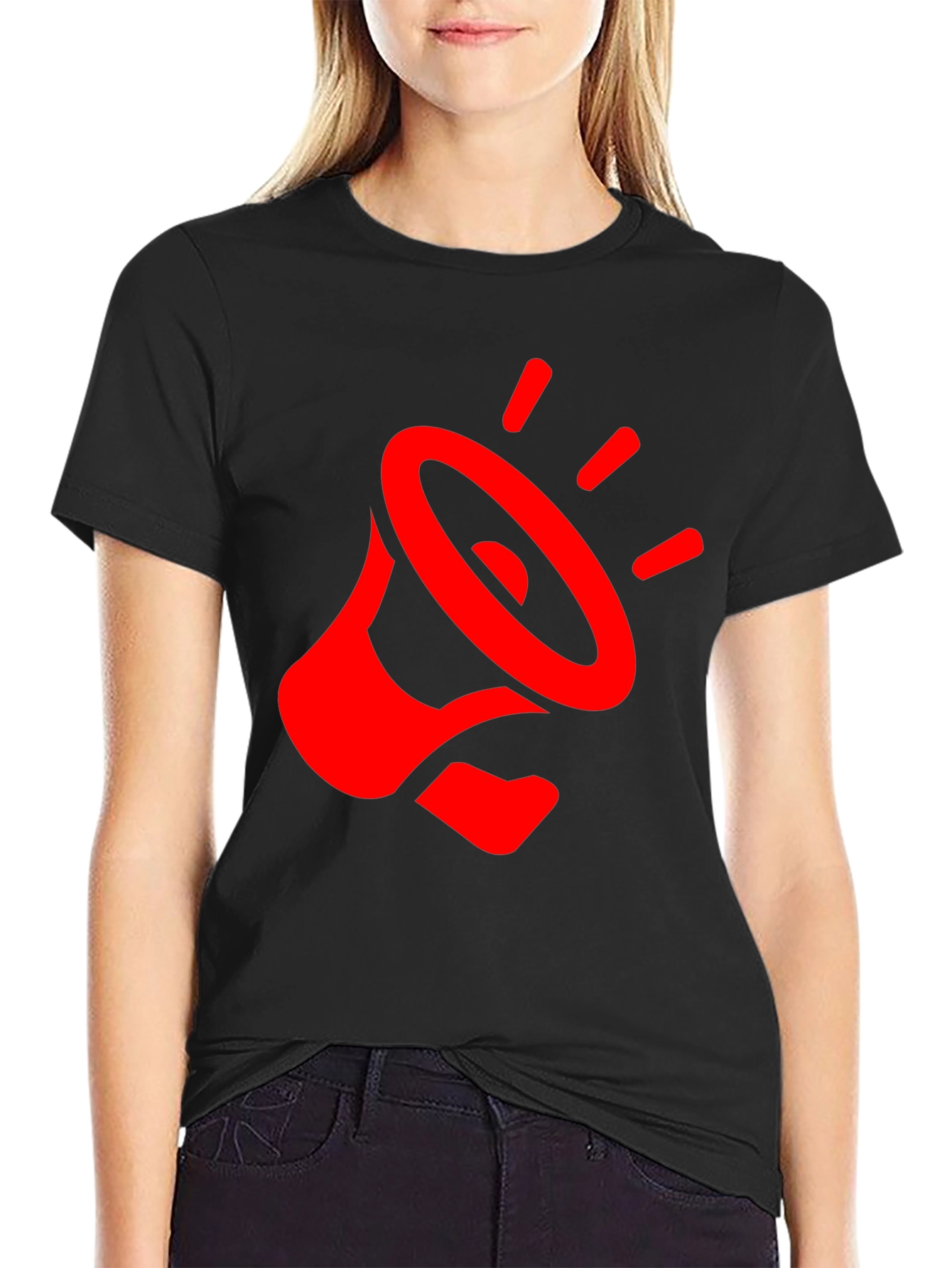 Red Megaphone Graphic Black T-Shirt