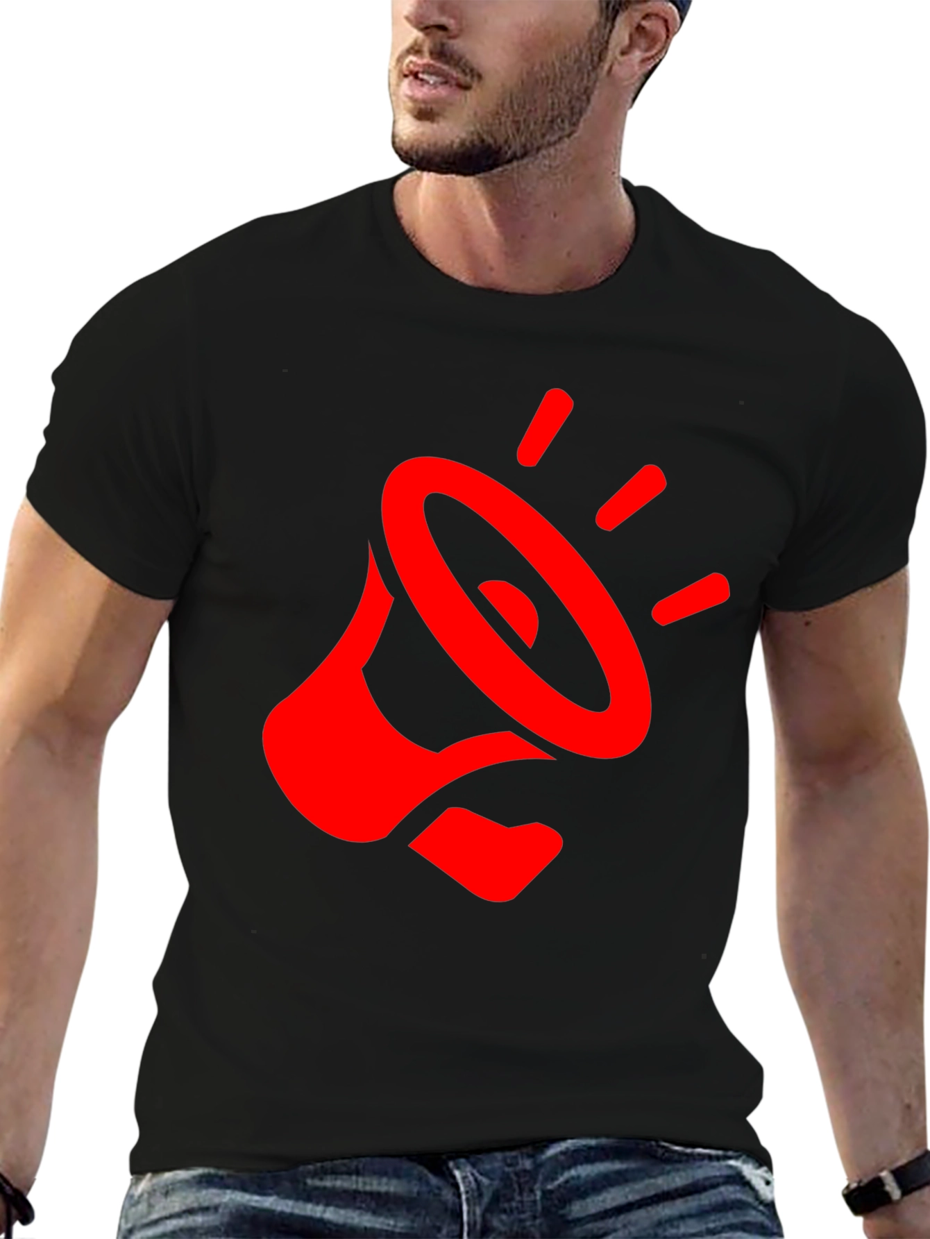 Red Megaphone Graphic Black T-Shirt