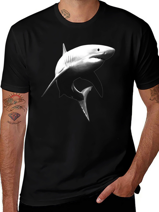 Shark Graphic Tee - Black Cotton T-Shirt