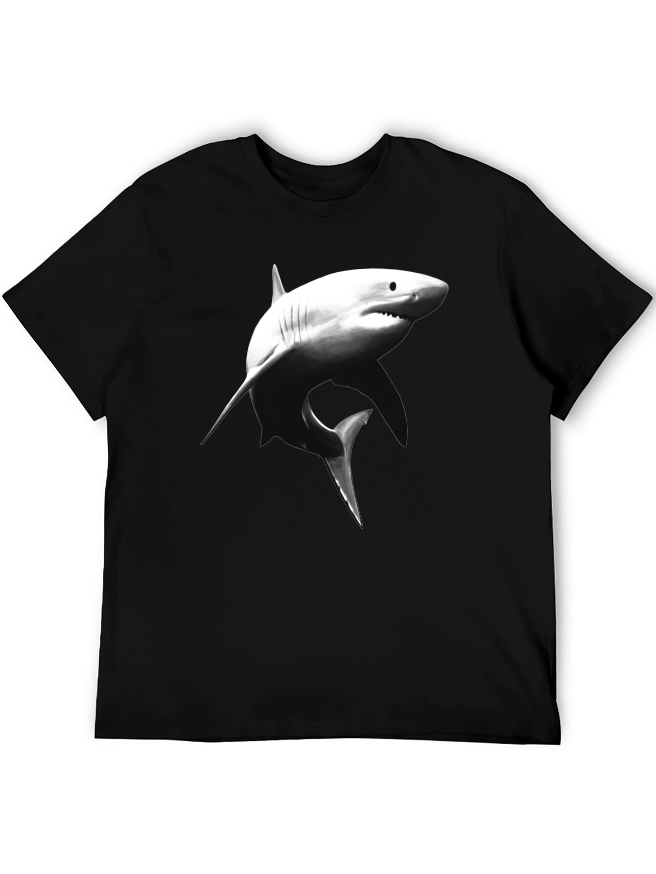 Shark Graphic Tee - Black Cotton T-Shirt