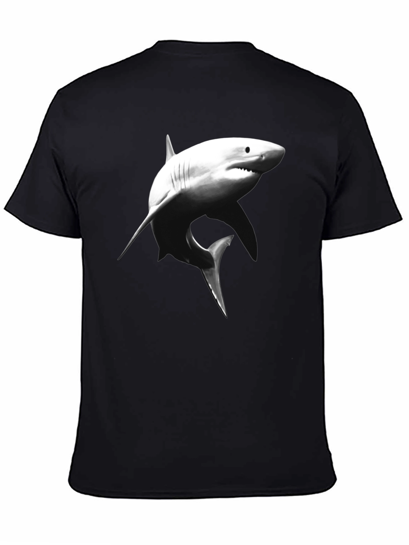 Shark Graphic Tee - Black Cotton T-Shirt
