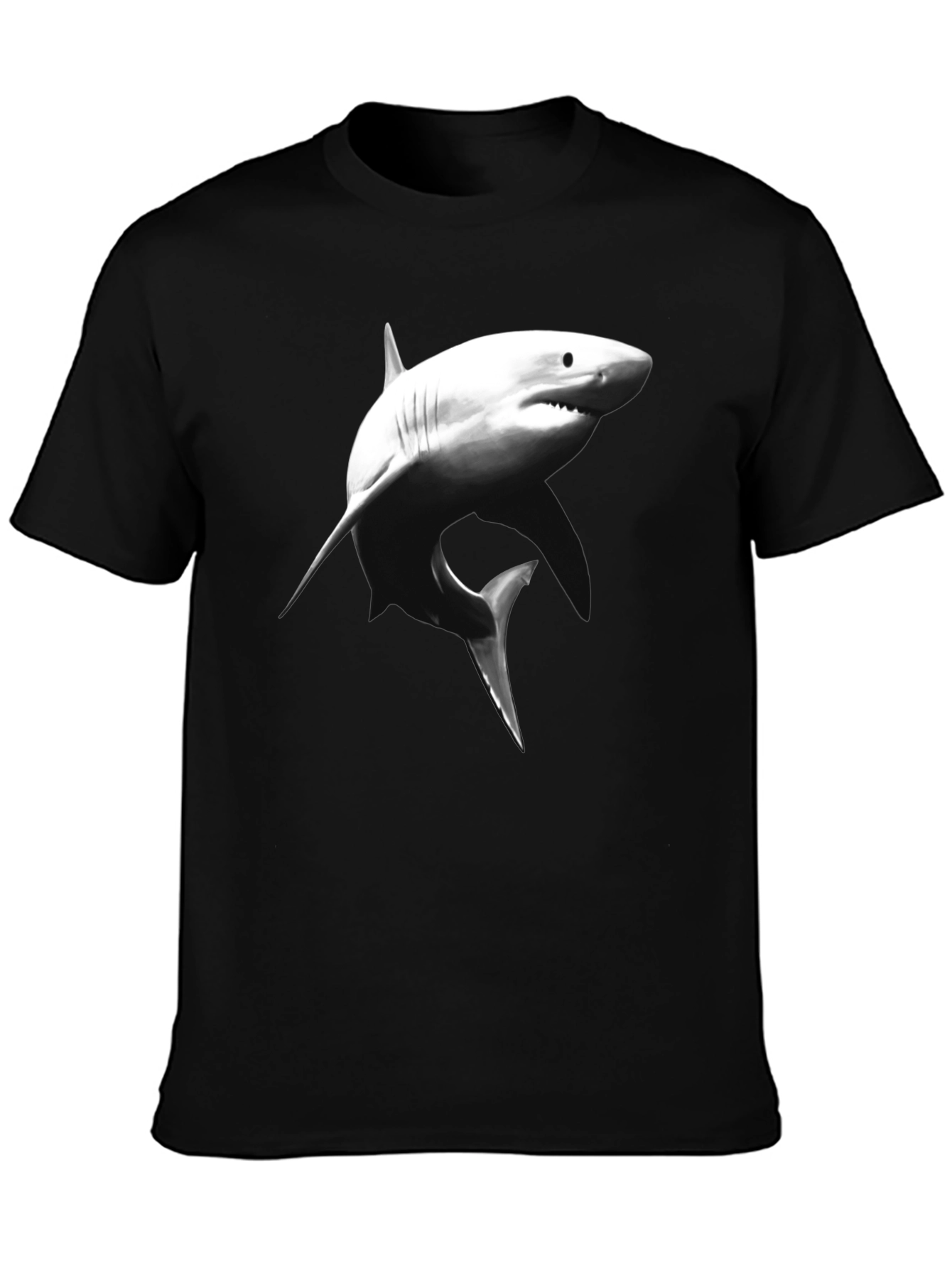 Shark Graphic Tee - Black Cotton T-Shirt
