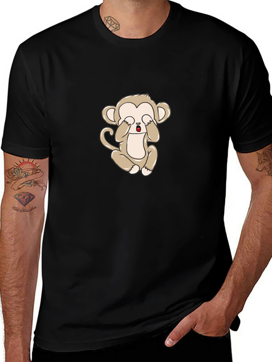 Black T-Shirt with Cute Monkey Graphic