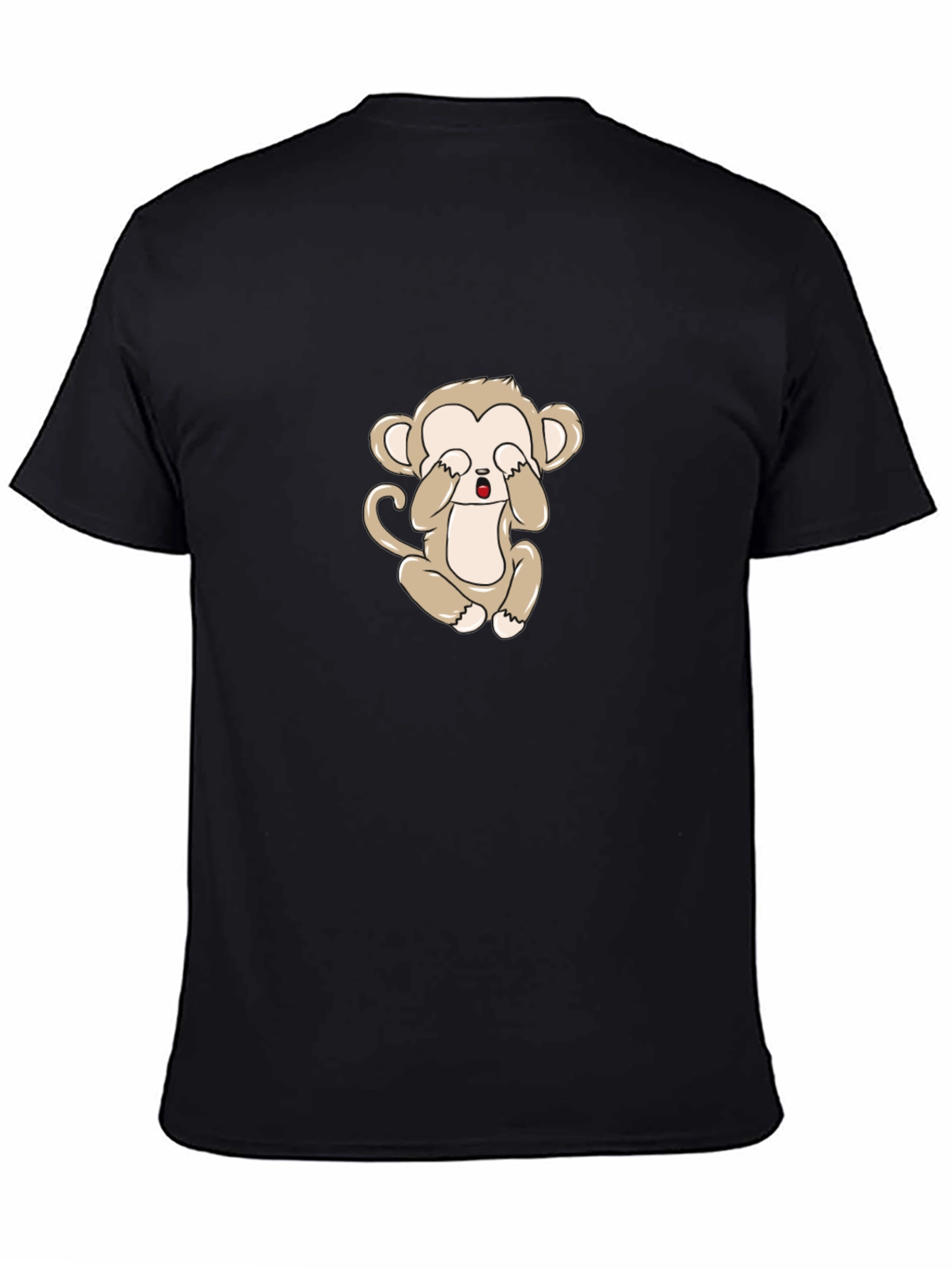 Black T-Shirt with Cute Monkey Graphic