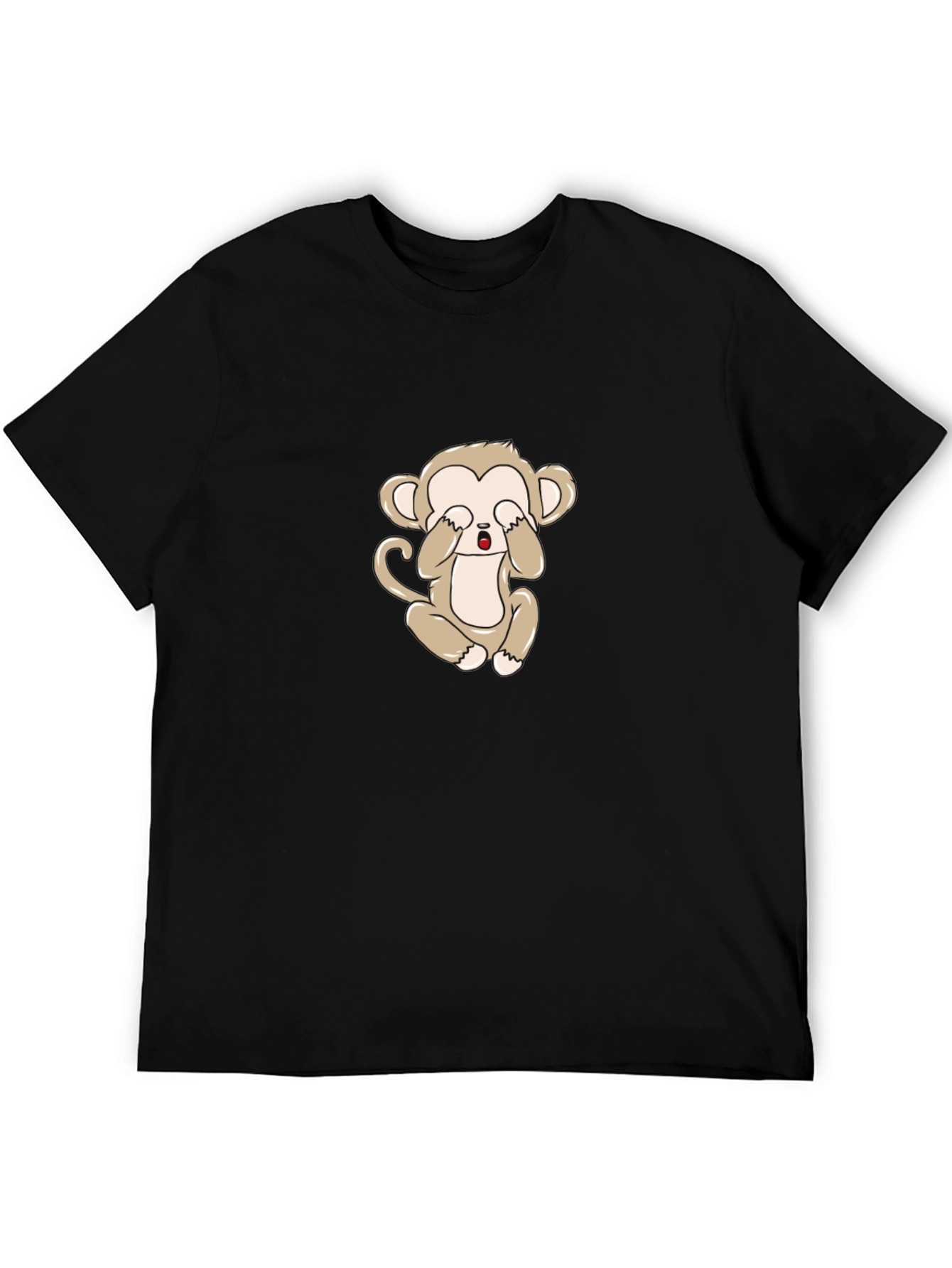 Black T-Shirt with Cute Monkey Graphic