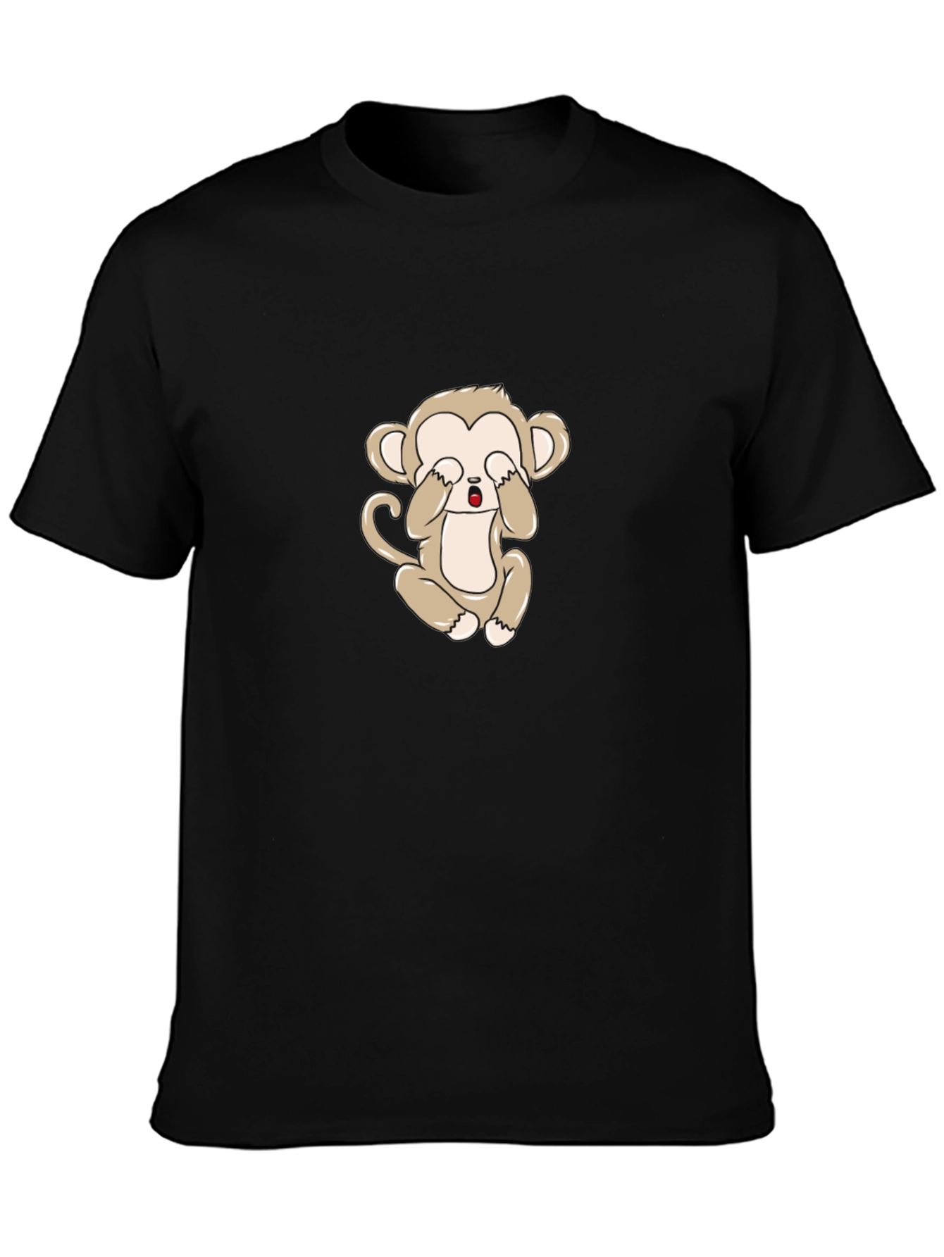 Black T-Shirt with Cute Monkey Graphic