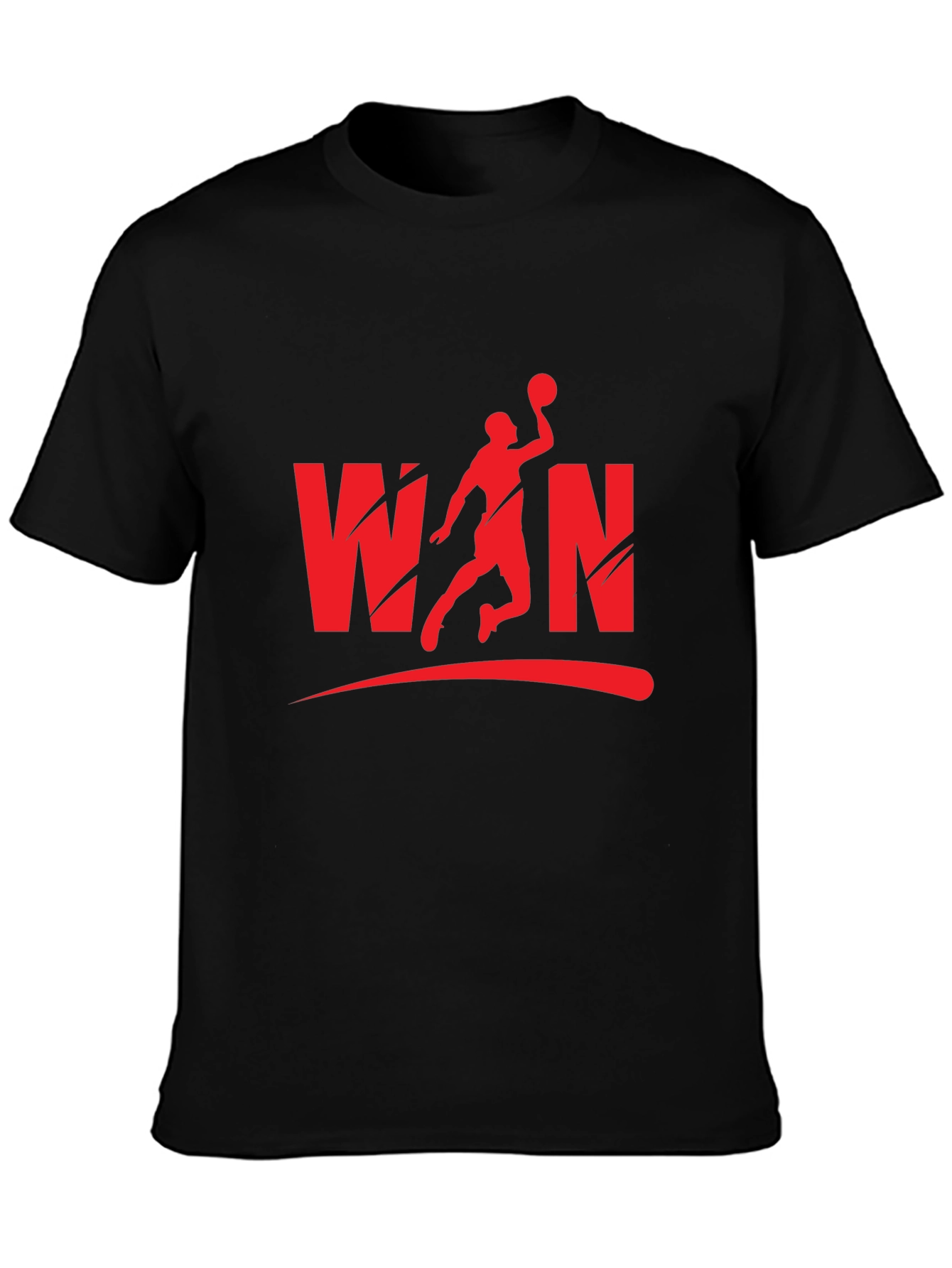 Win Basketball Graphic Tee - Black Cotton Blend Shirt