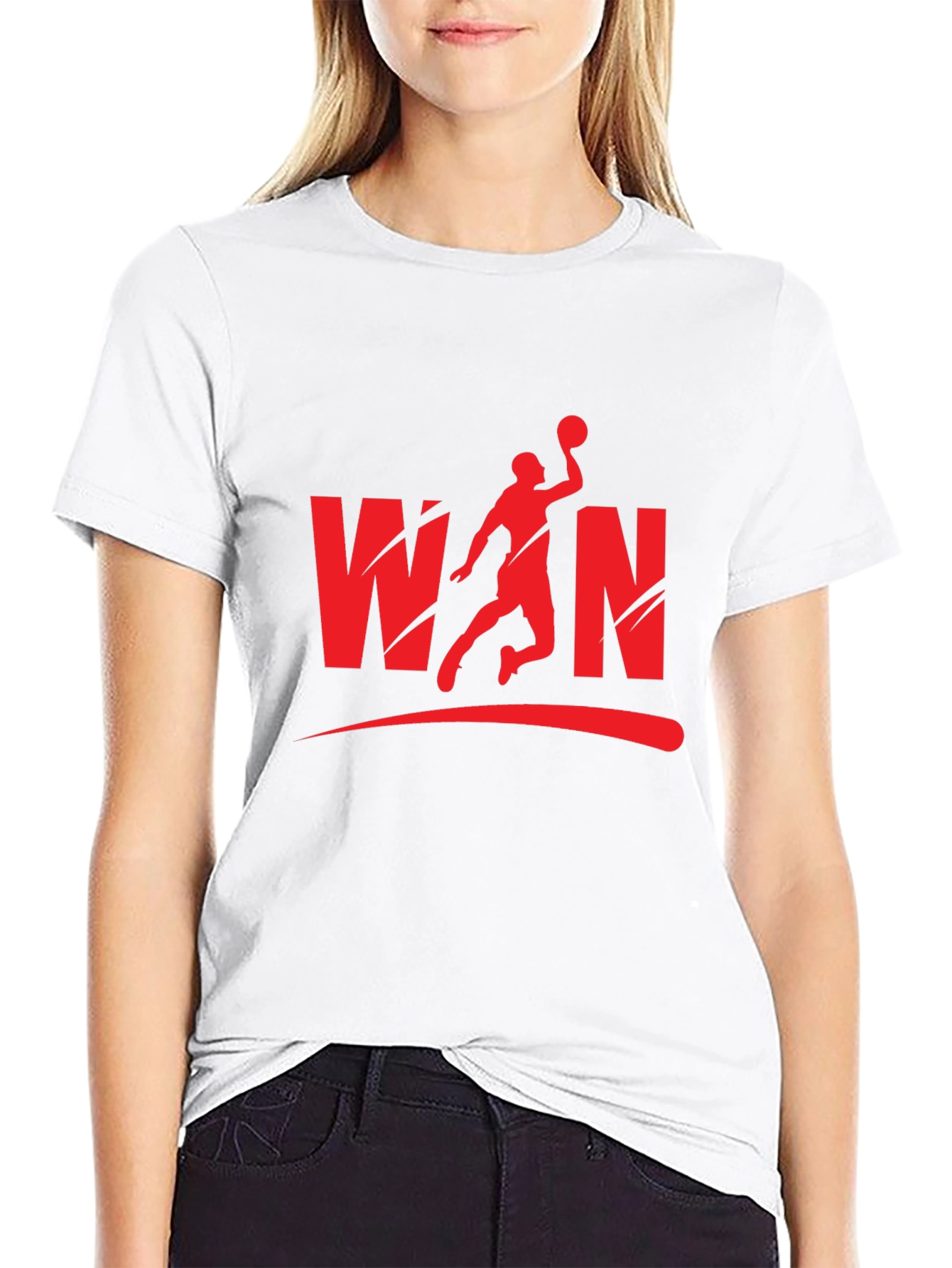 Win Basketball Graphic Tee - Black Cotton Blend Shirt