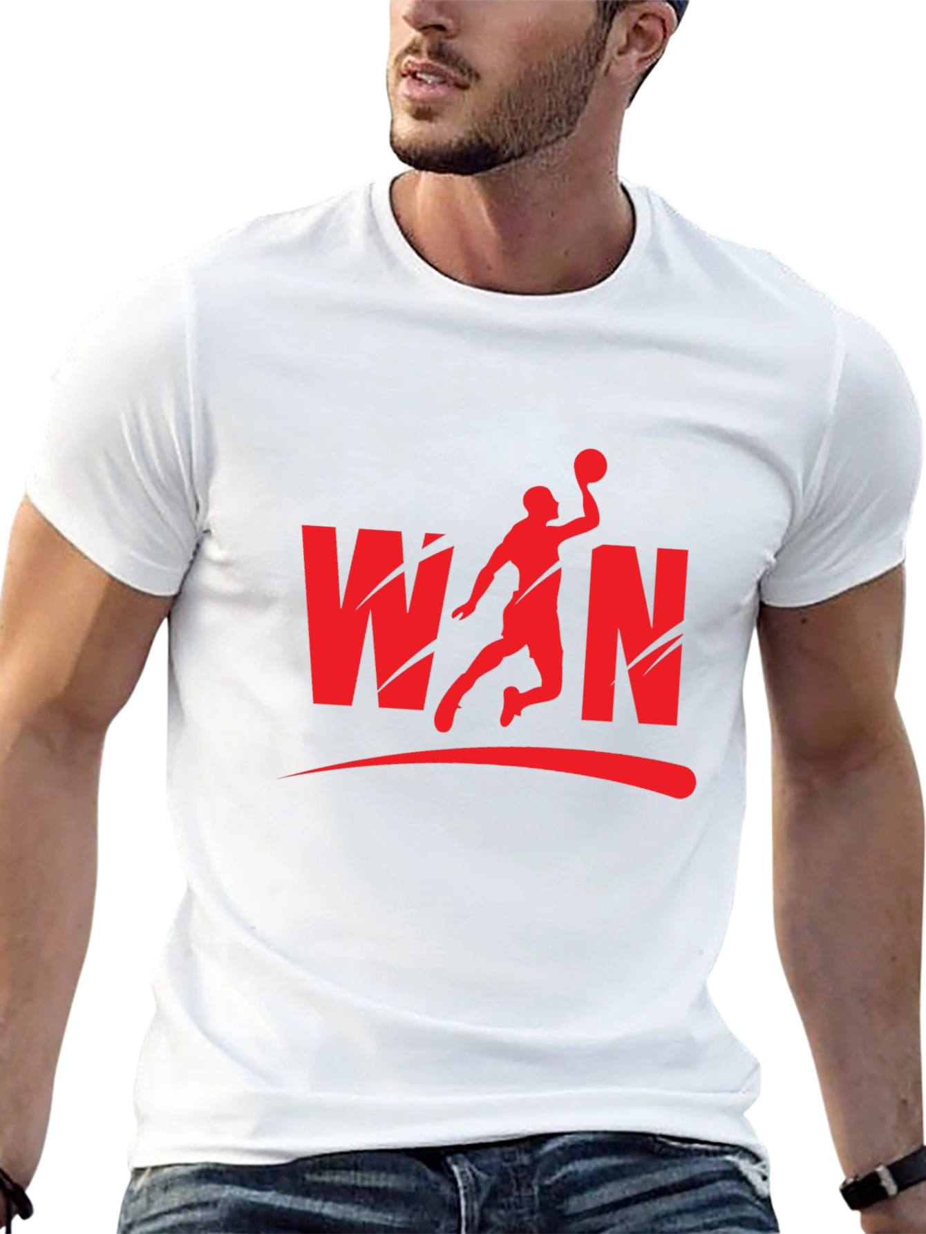 Win Basketball Graphic Tee - Black Cotton Blend Shirt