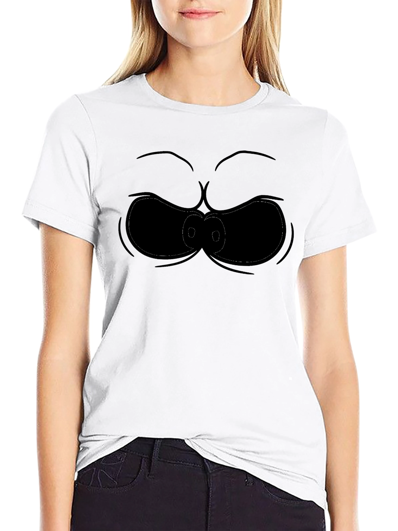 Funny Cartoon Face Black T-Shirt