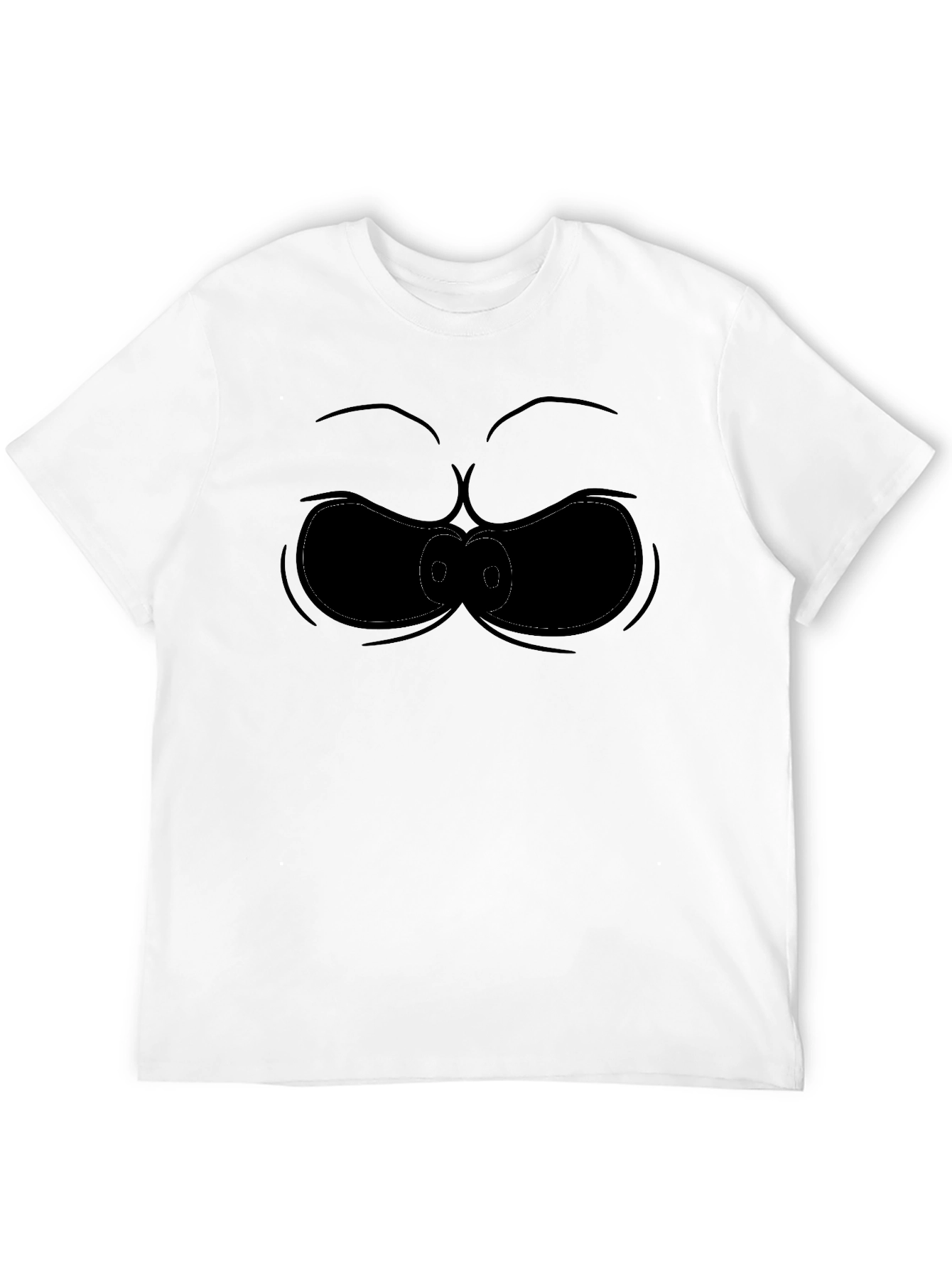 Funny Cartoon Face Black T-Shirt