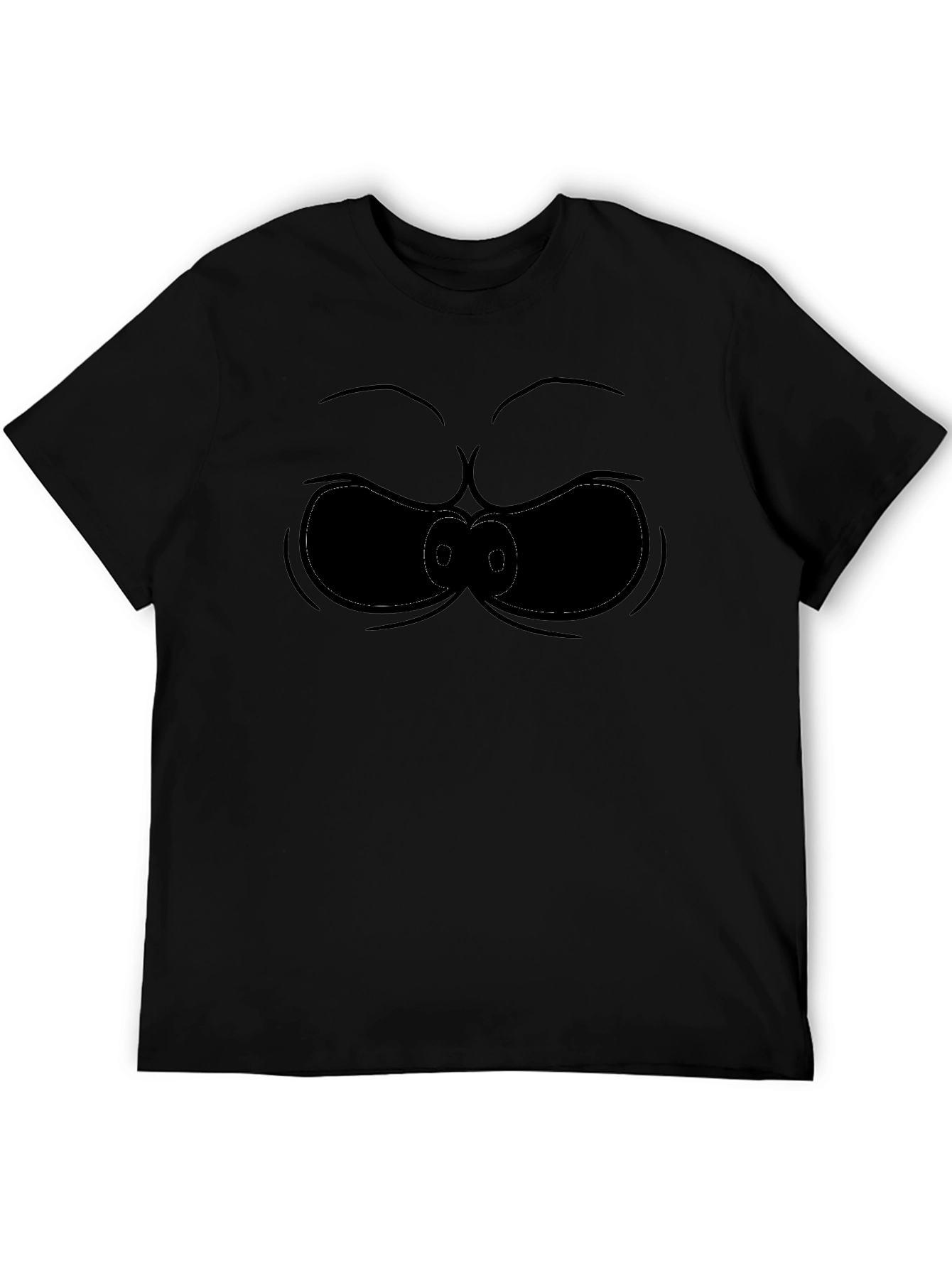 Funny Cartoon Face Black T-Shirt