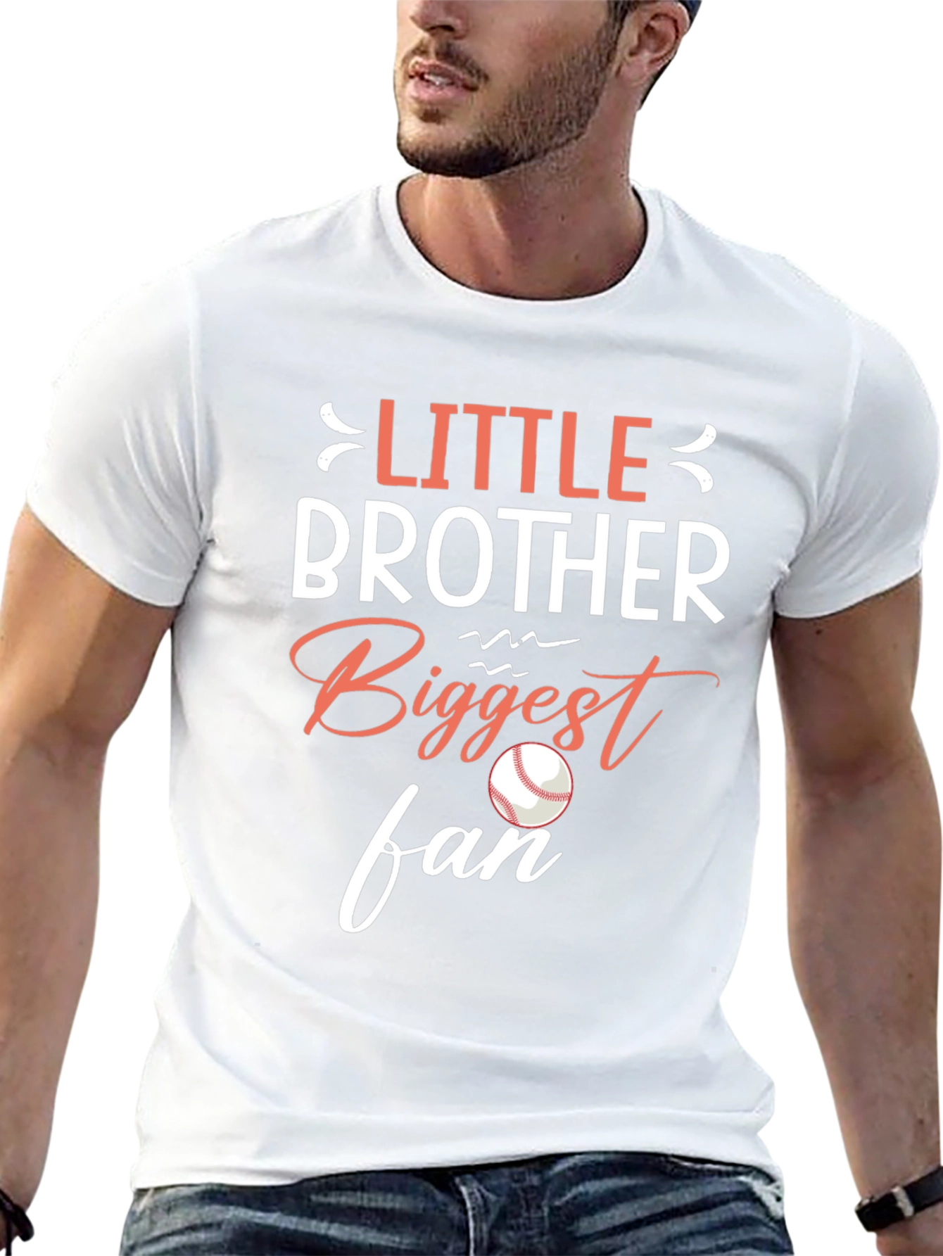 Little Brother Biggest Fan Baseball Graphic T-Shirt