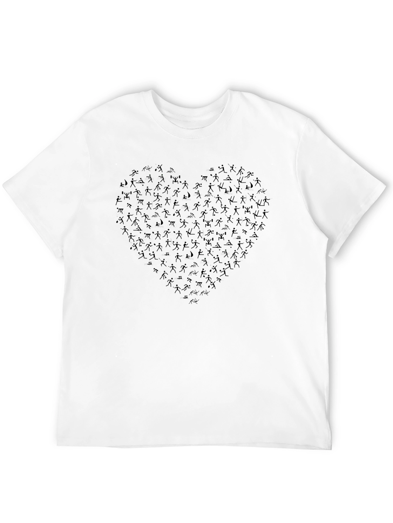 Heartbeat Stick Figures Black T-Shirt