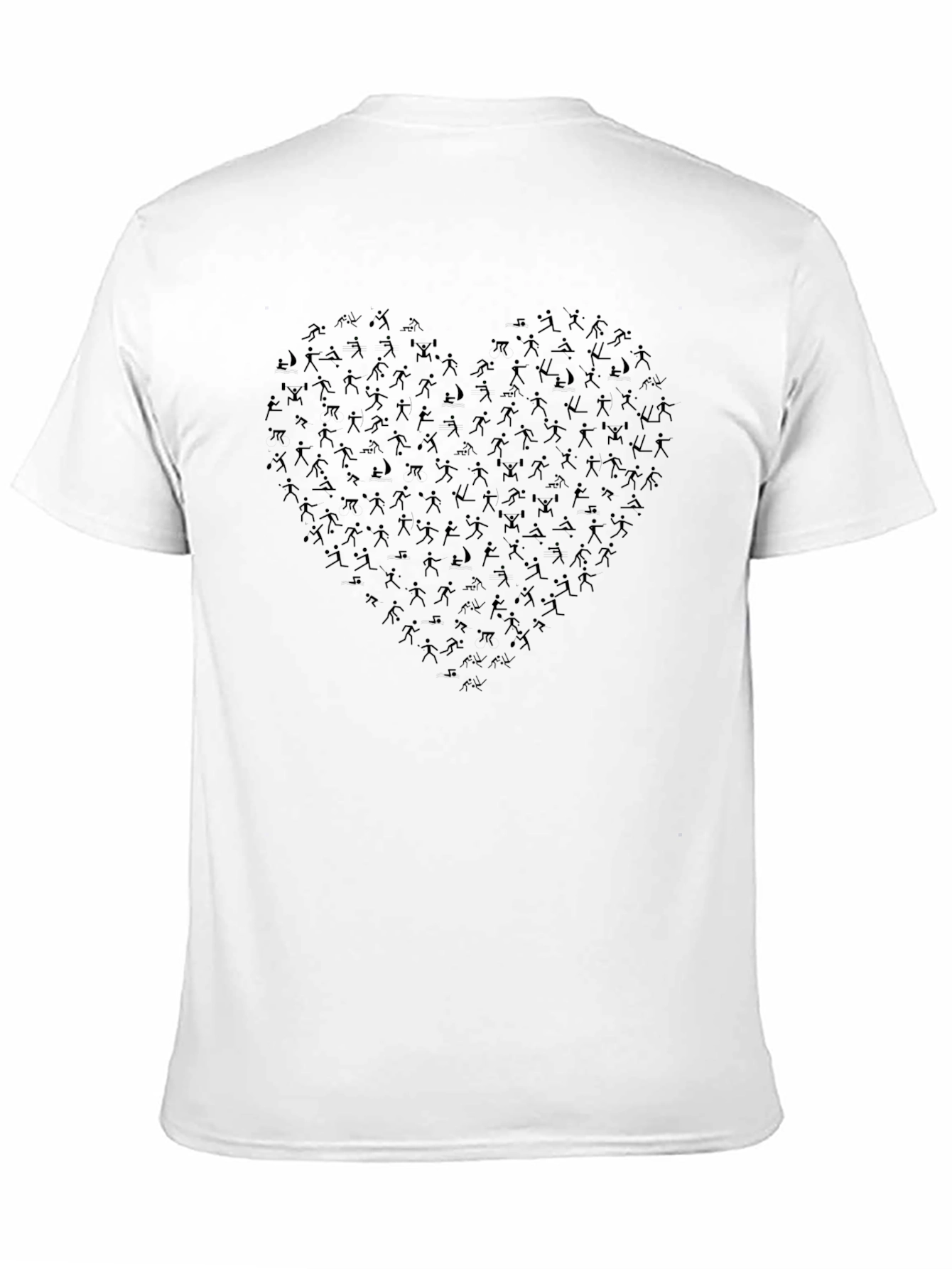 Heartbeat Stick Figures Black T-Shirt