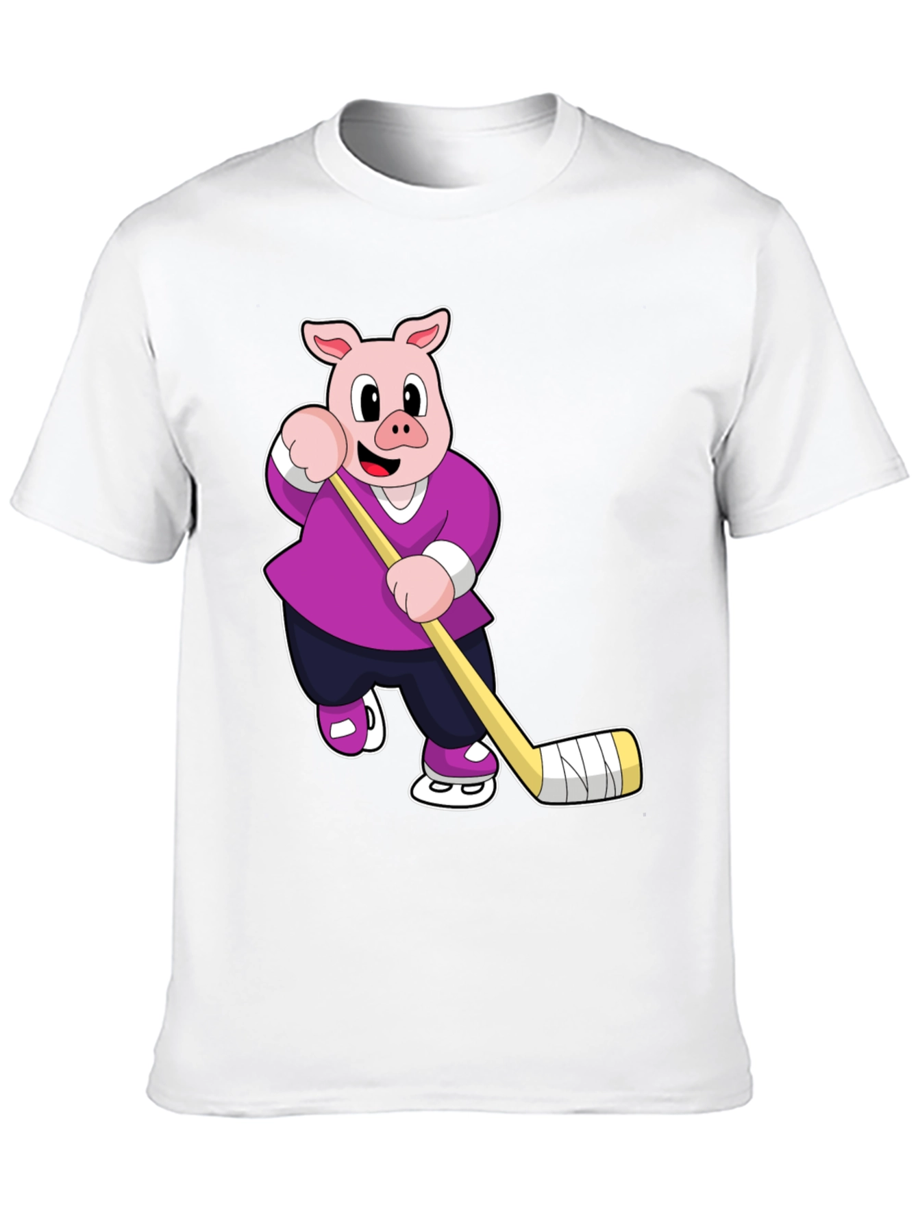 Pig Hockey Player Graphic T-Shirt