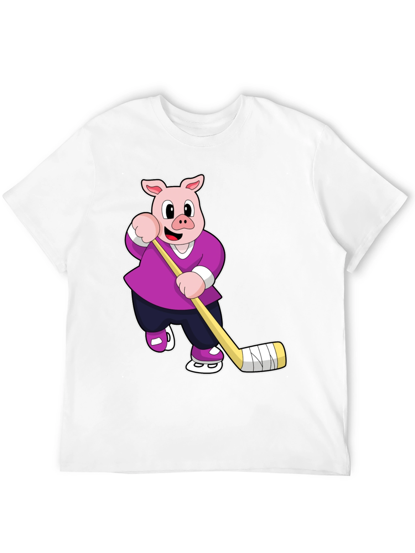 Pig Hockey Player Graphic T-Shirt