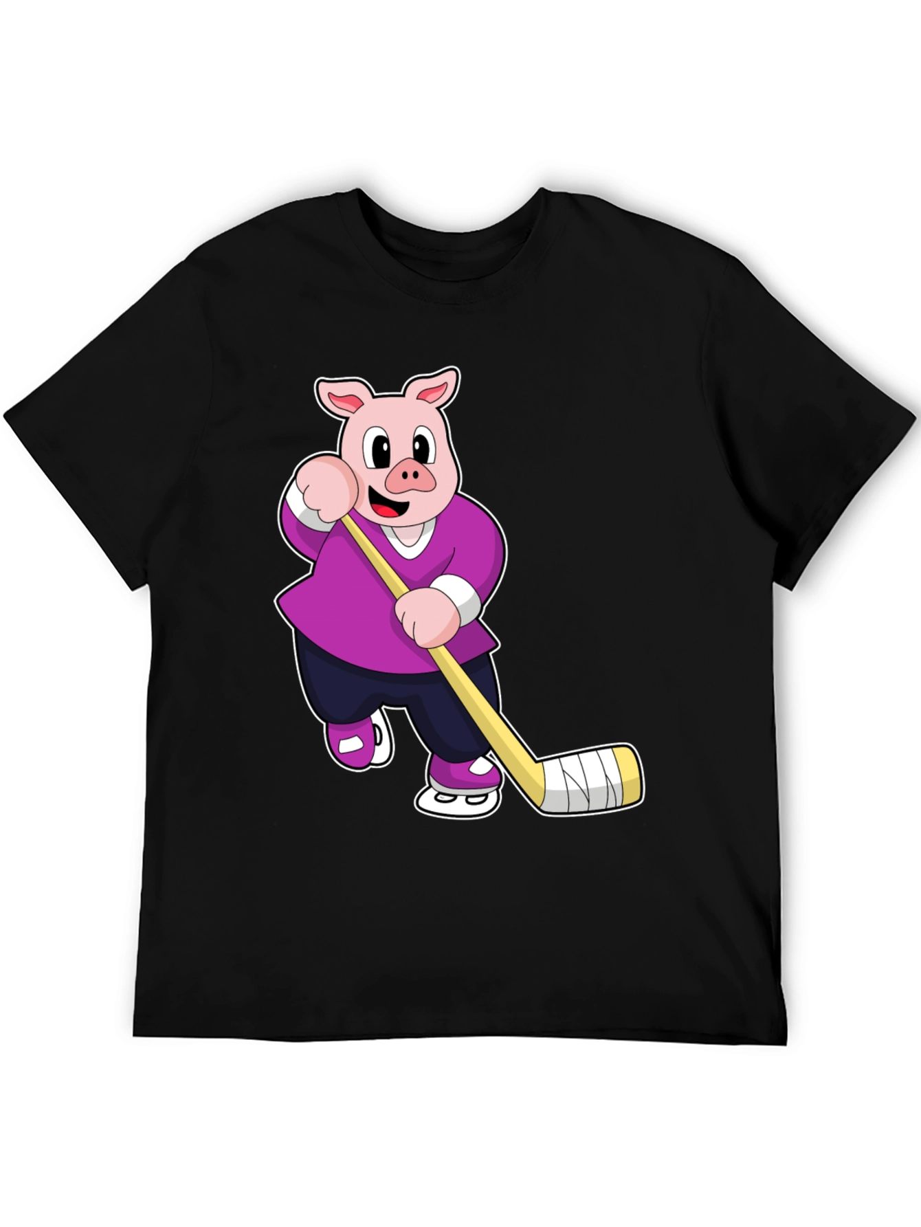 Pig Hockey Player Graphic T-Shirt