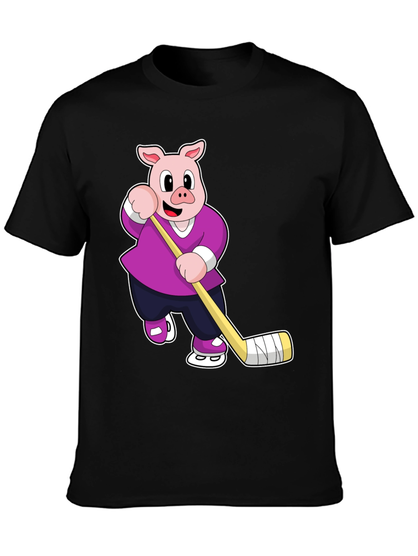 Pig Hockey Player Graphic T-Shirt