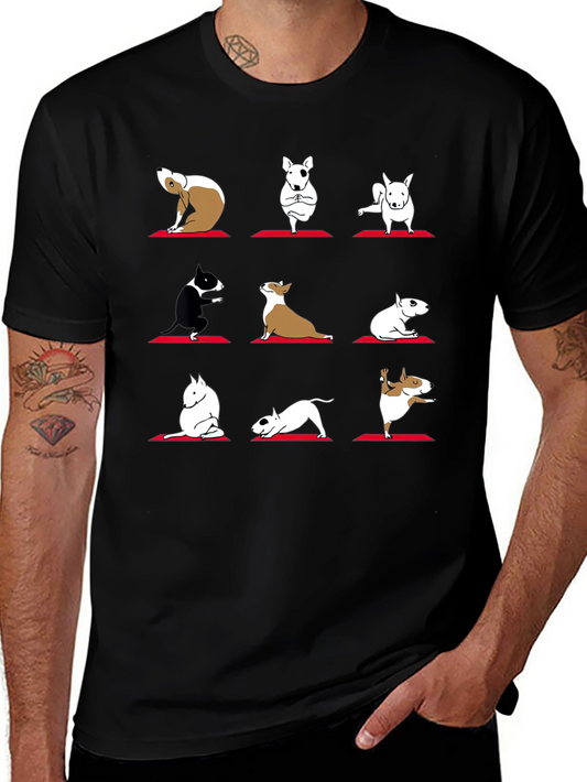 Yoga Dogs Graphic Tee - Bull Terrier Poses T-Shirt