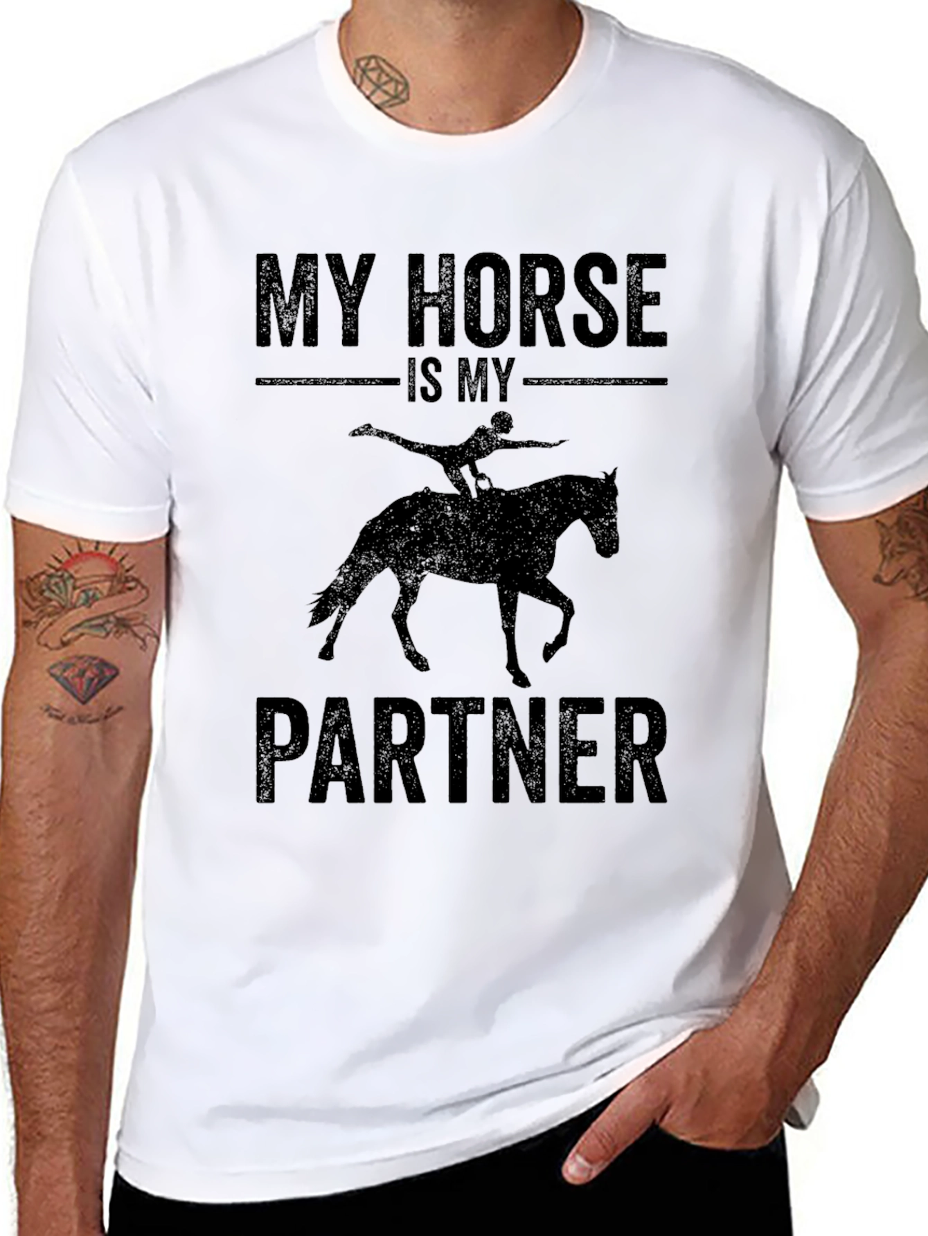 My Horse Is My Partner Black T-Shirt