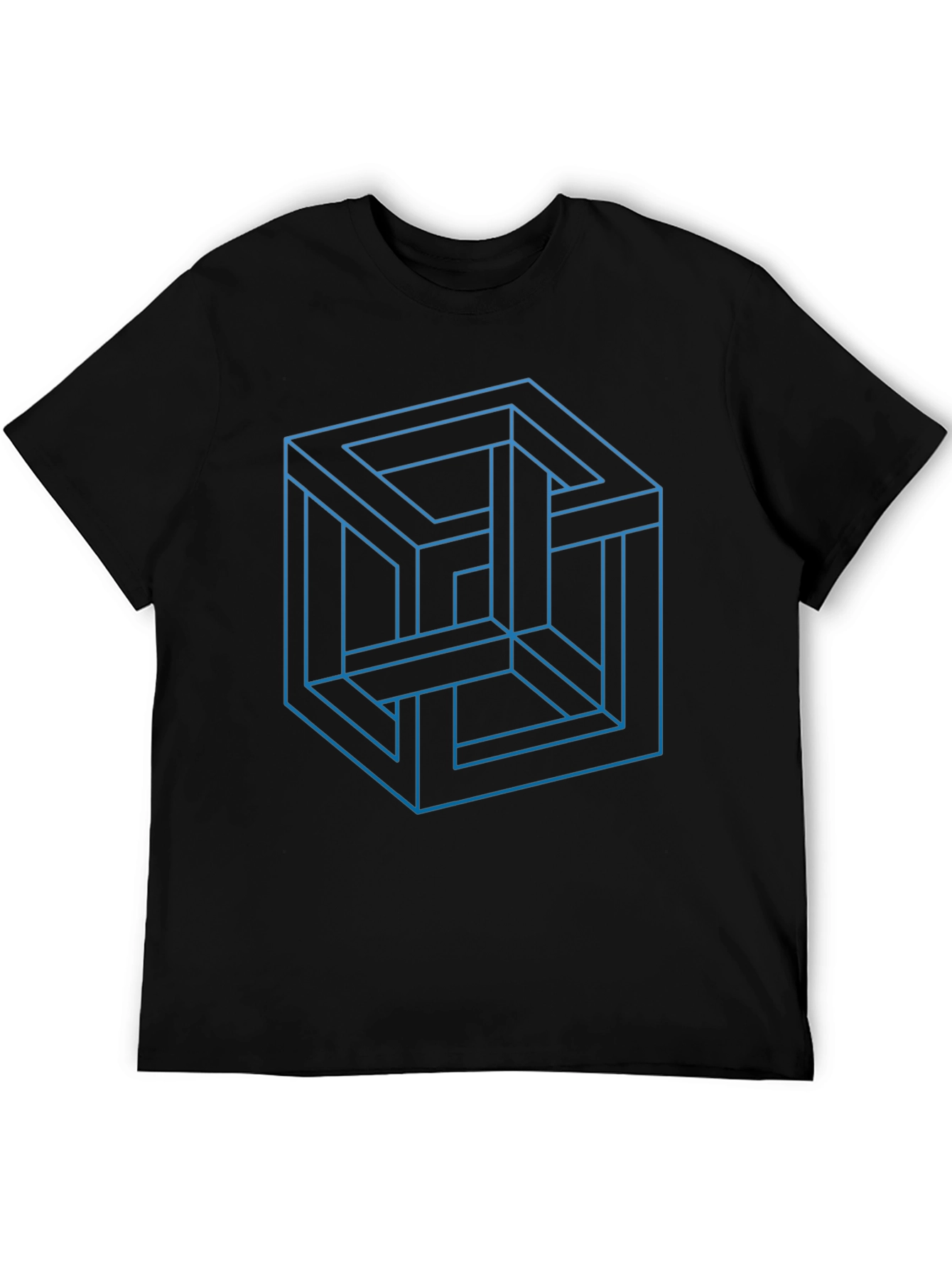 Impossible Cube Graphic Tee - Optical Illusion Design