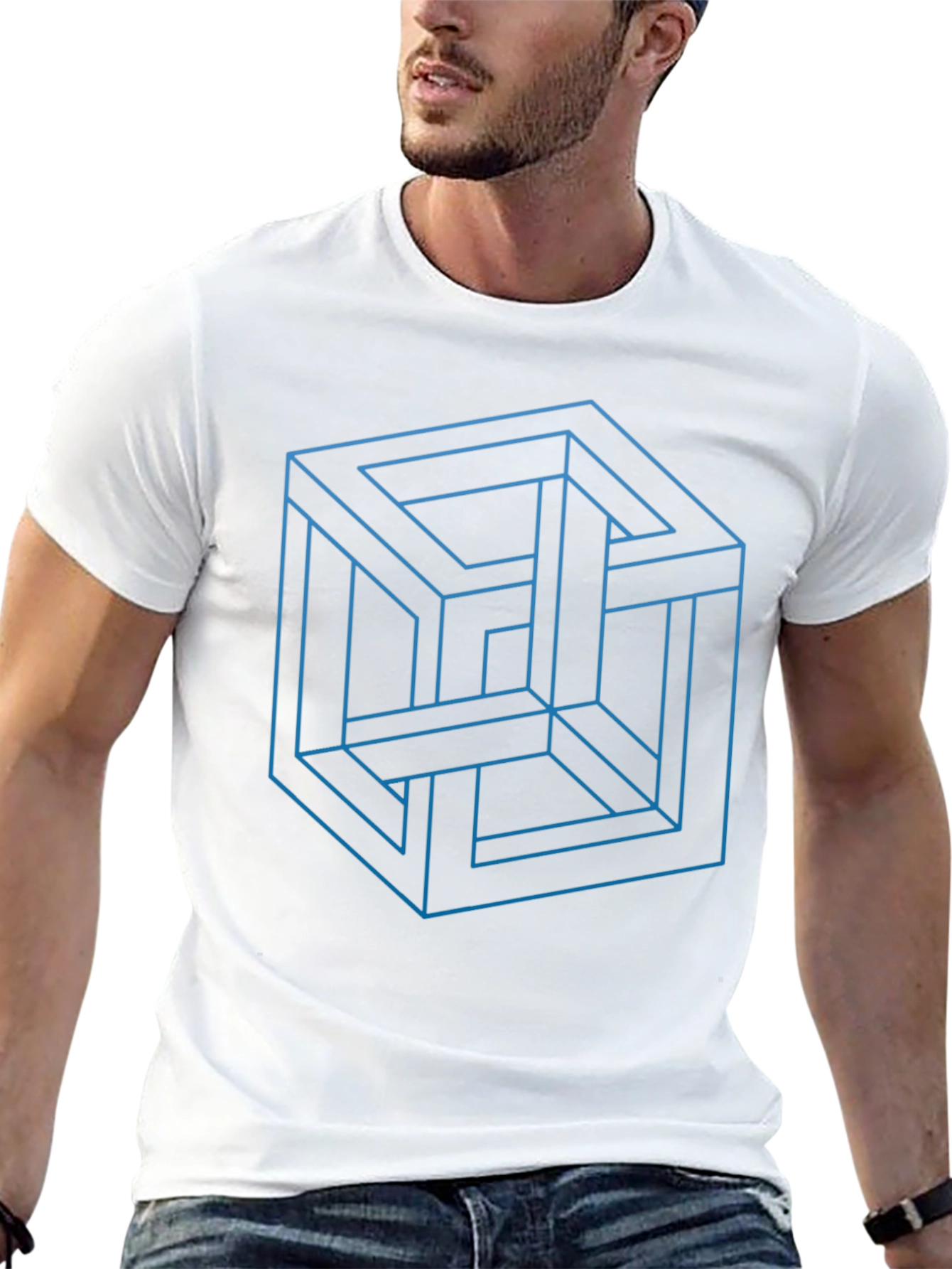 Impossible Cube Graphic Tee - Optical Illusion Design