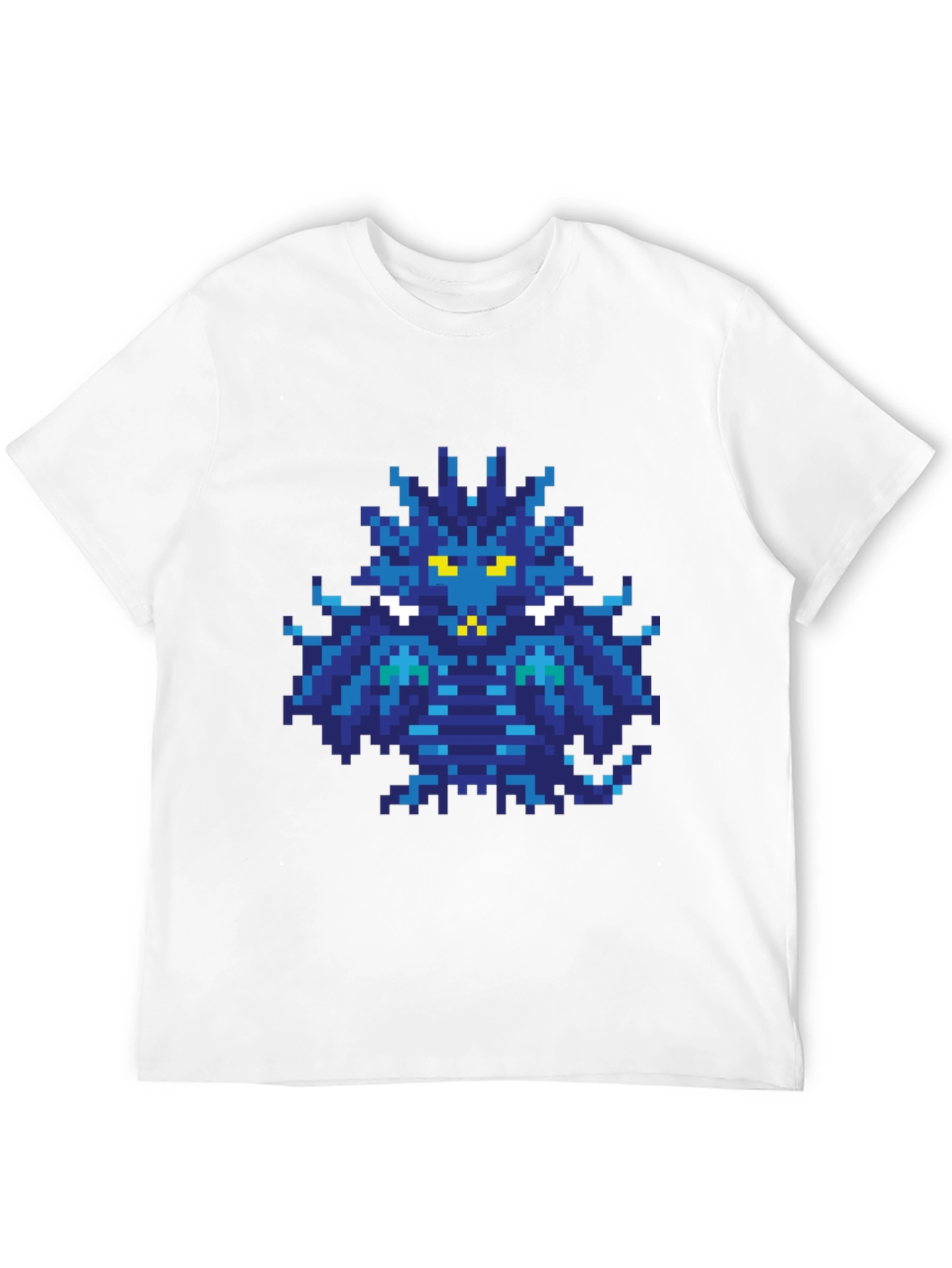Pixelated Blue Monster Graphic T-Shirt