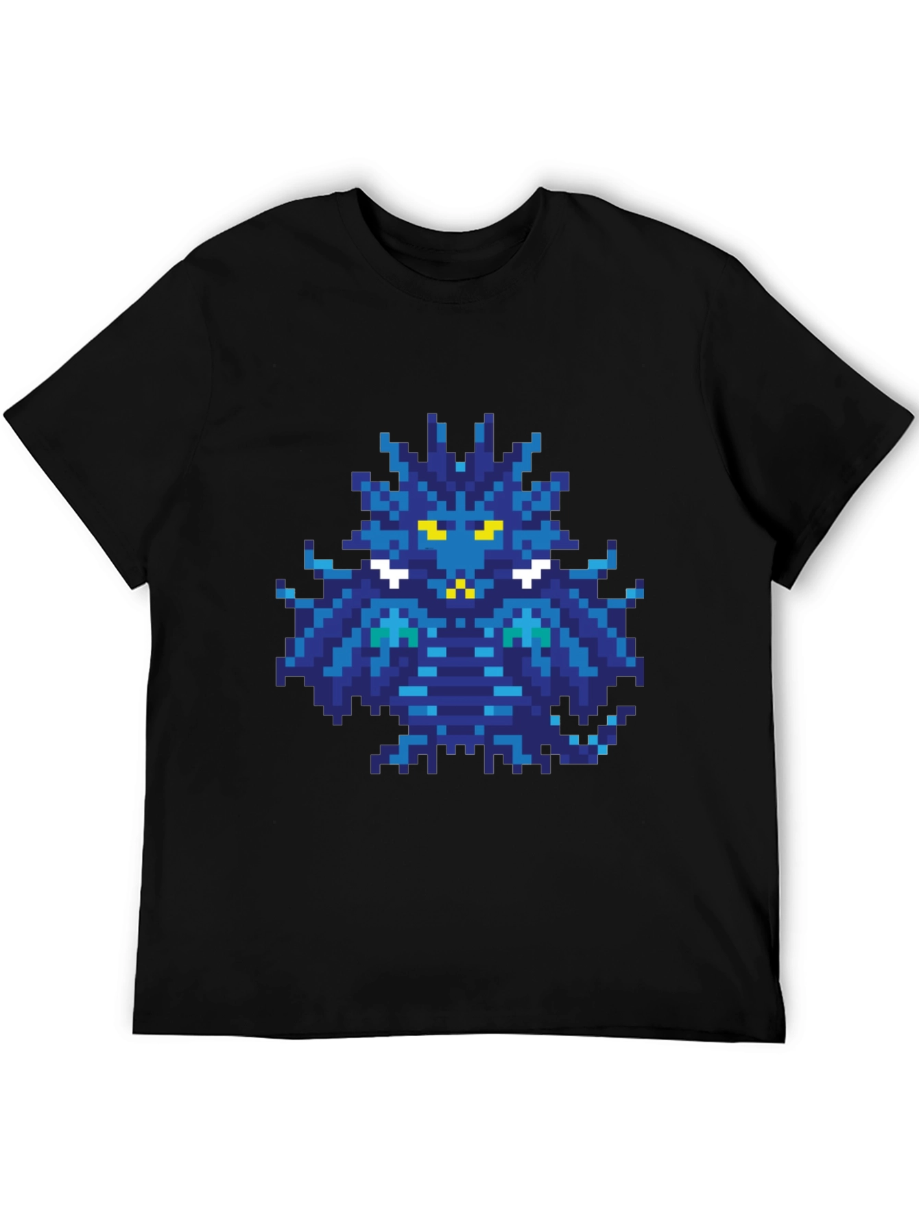 Pixelated Blue Monster Graphic T-Shirt