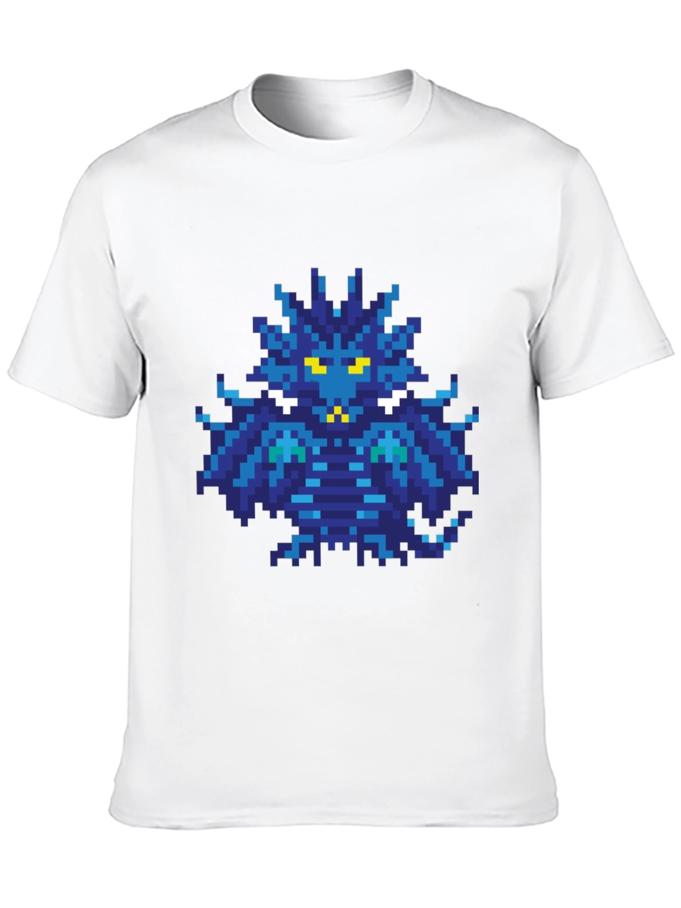Pixelated Blue Monster Graphic T-Shirt