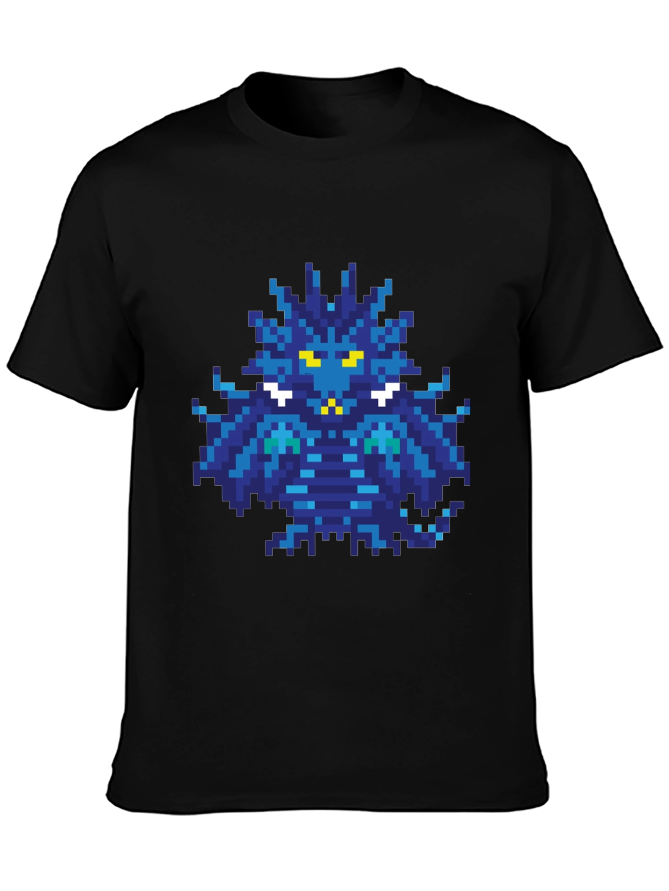 Pixelated Blue Monster Graphic T-Shirt