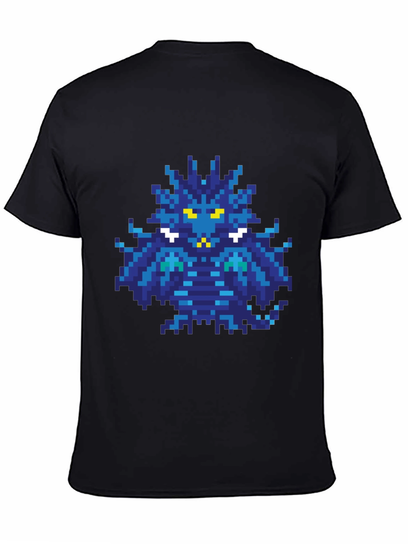 Pixelated Blue Monster Graphic T-Shirt