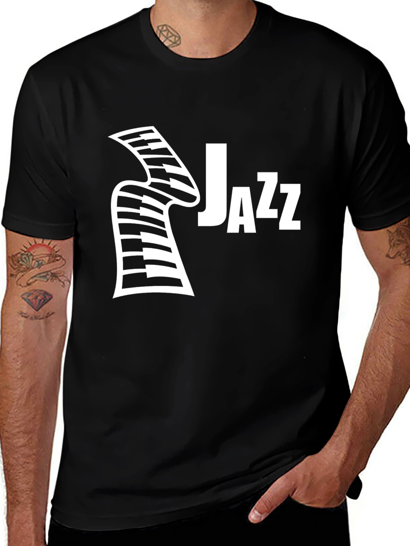 Jazz Music Graphic T-Shirt - Black
