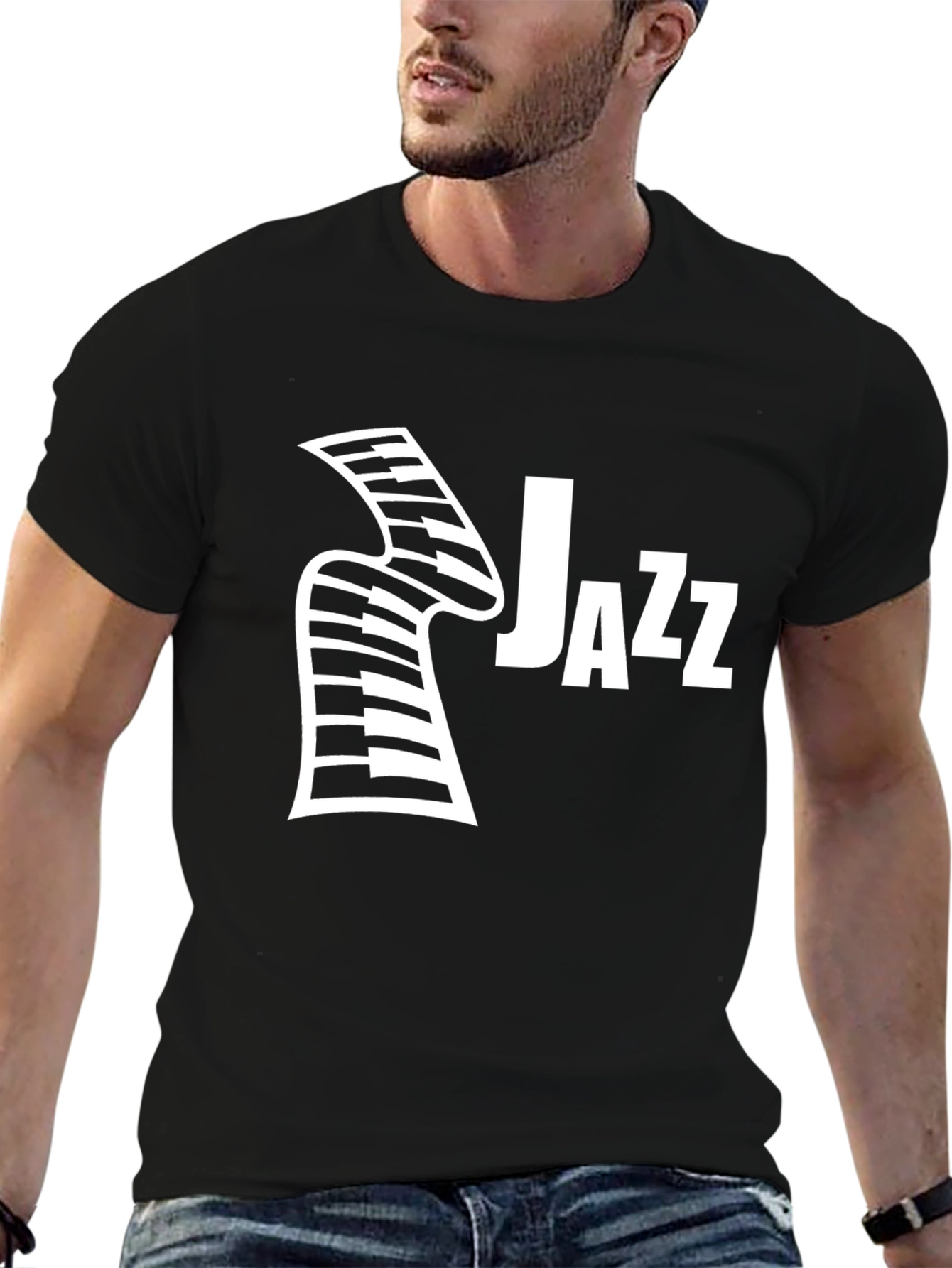 Jazz Music Graphic T-Shirt - Black