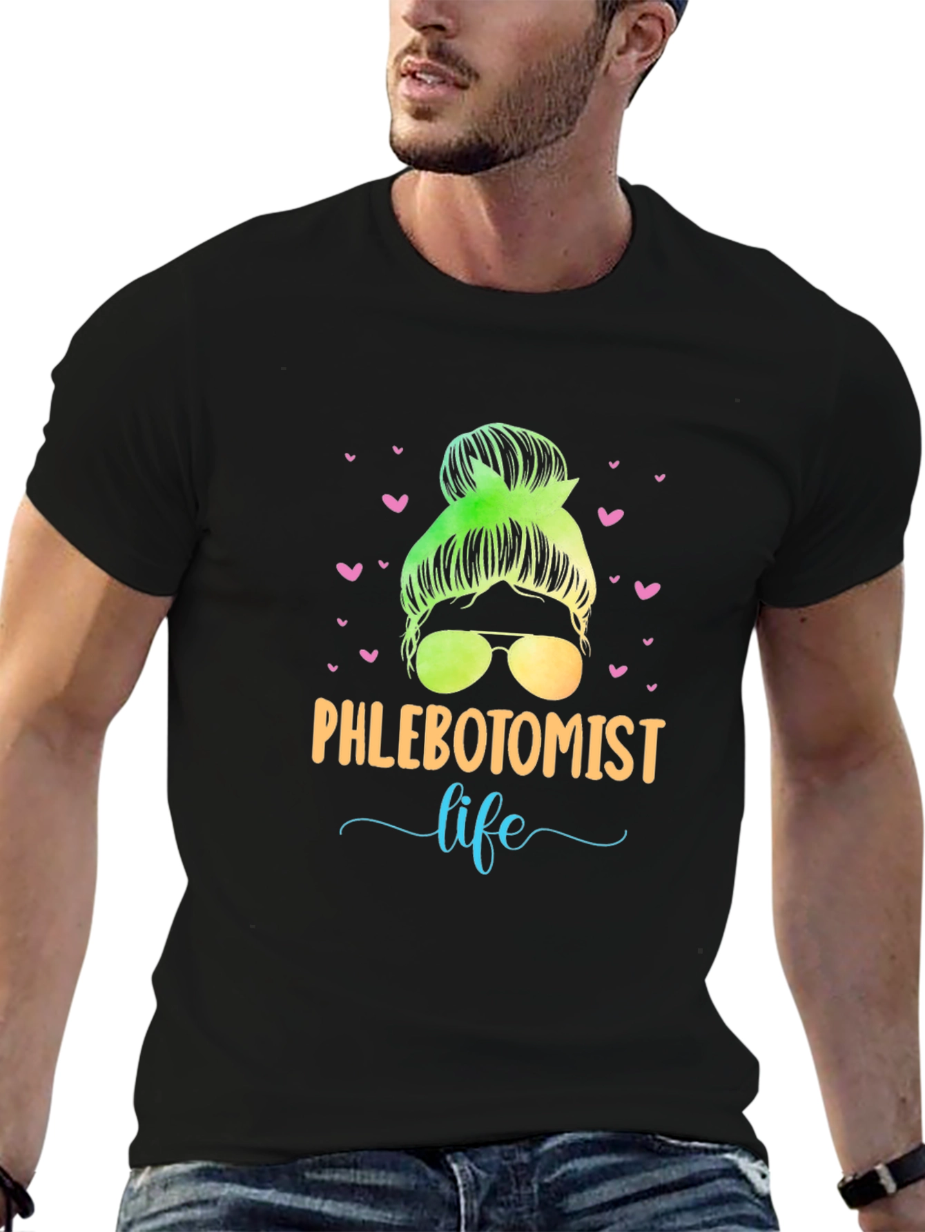 Phlebotomist Life Messy Bun T-Shirt