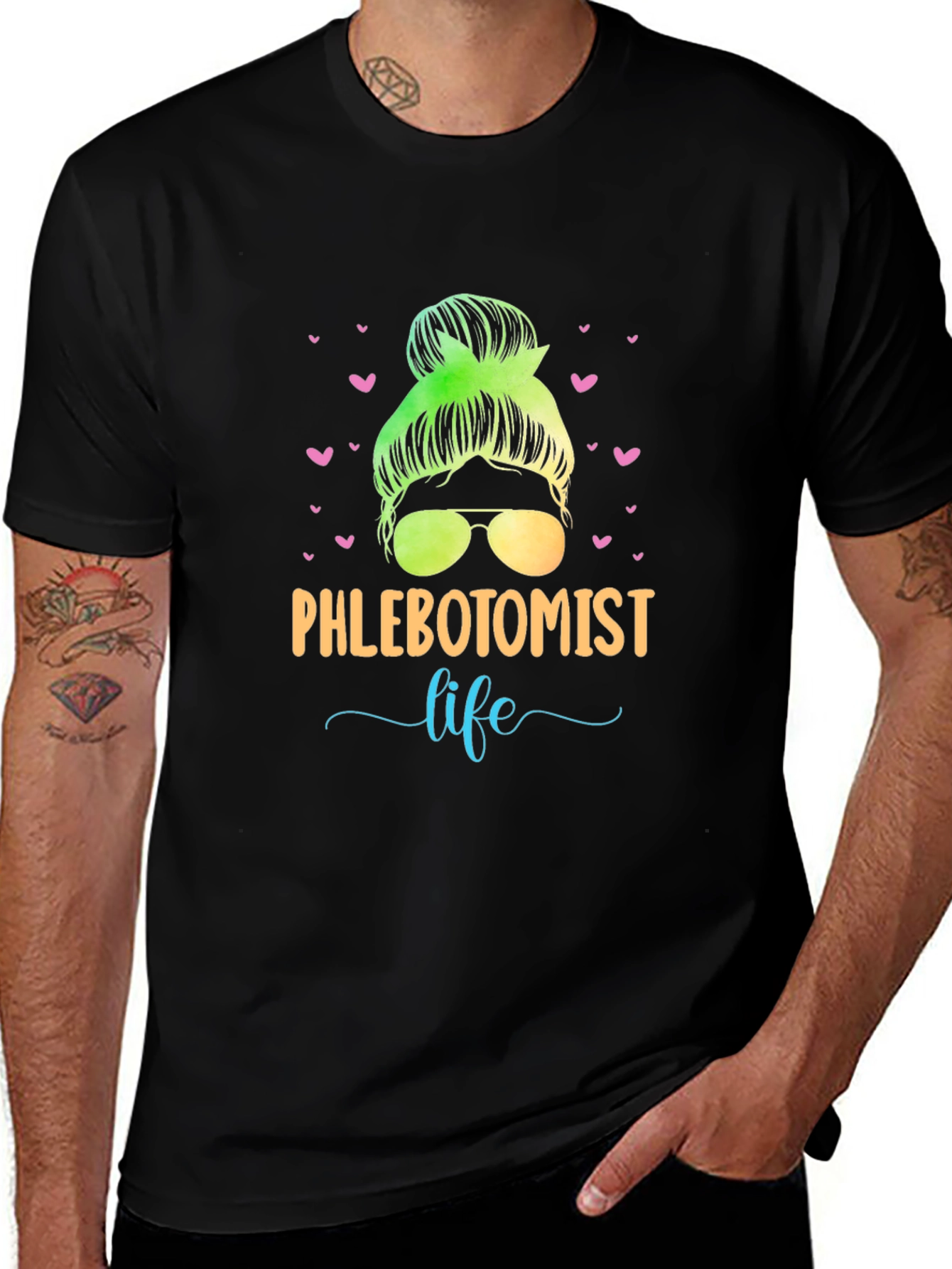 Phlebotomist Life Messy Bun T-Shirt
