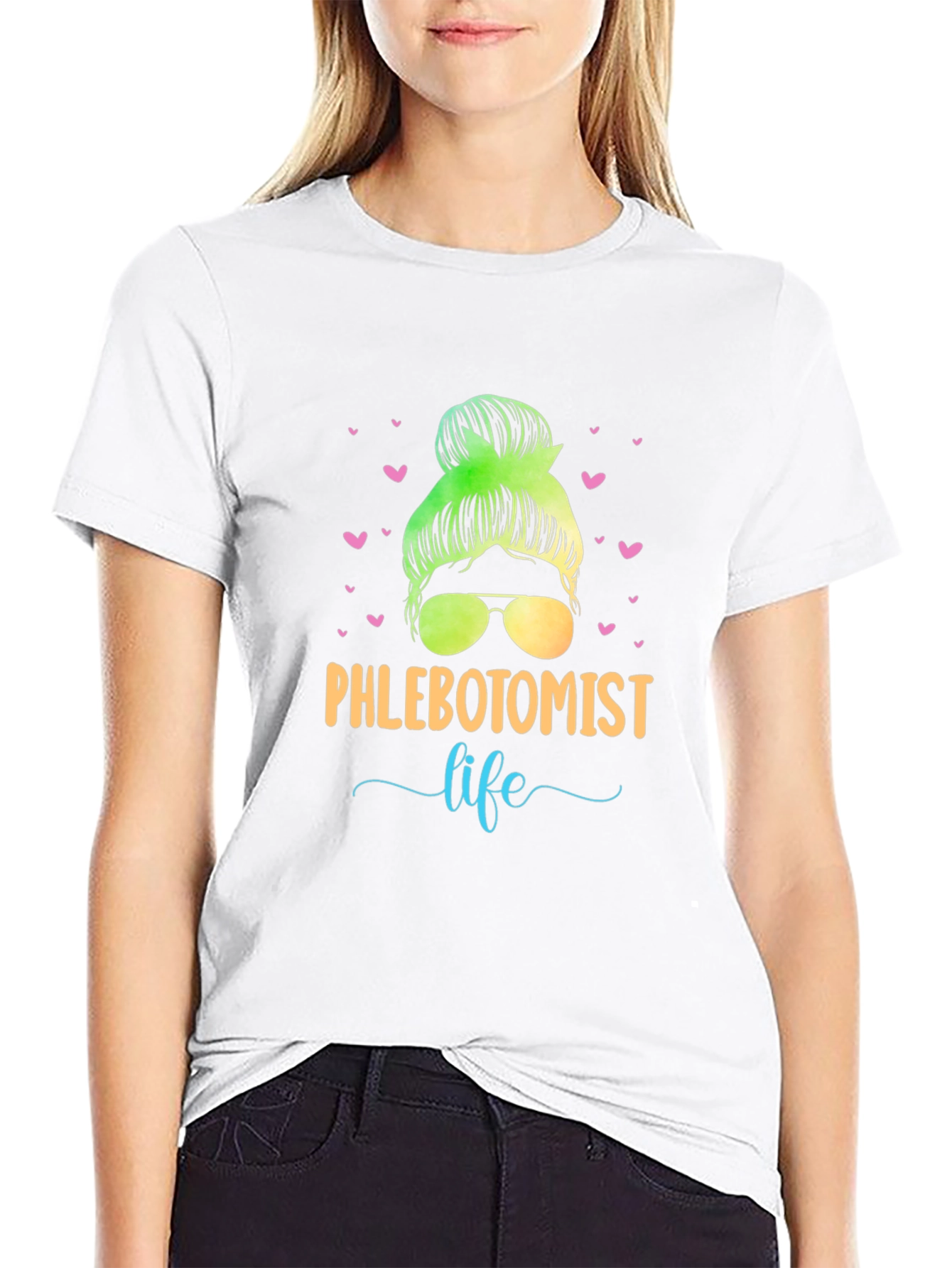 Phlebotomist Life Messy Bun T-Shirt