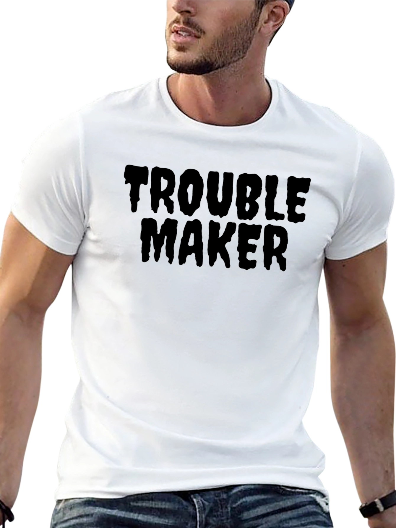 Trouble Maker Graphic Tee - Black Cotton Casual T-Shirt